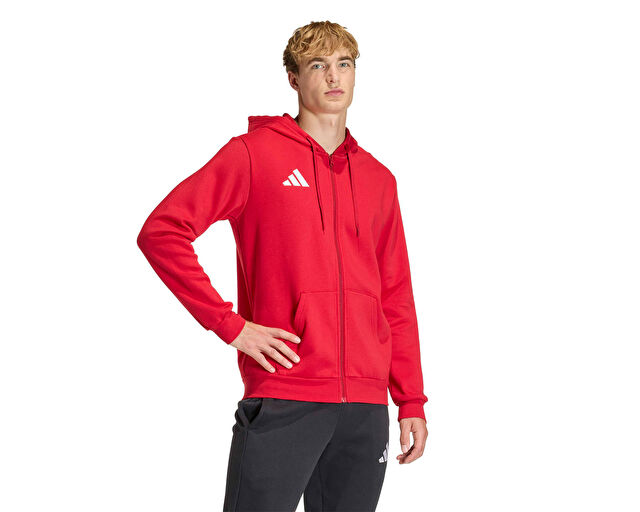 Adidas Ent26 Fz Hood Erkek Futbol Kamp Fermuarlı Sweatshirt KF5944 Kırmızı