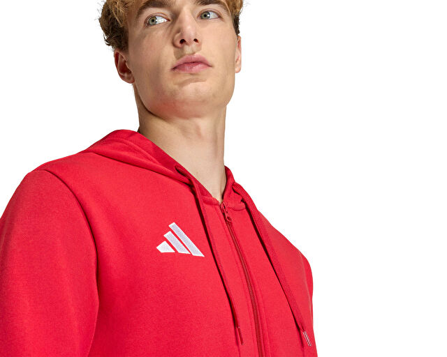 Adidas Ent26 Fz Hood Erkek Futbol Kamp Fermuarlı Sweatshirt KF5944 Kırmızı görsel 4