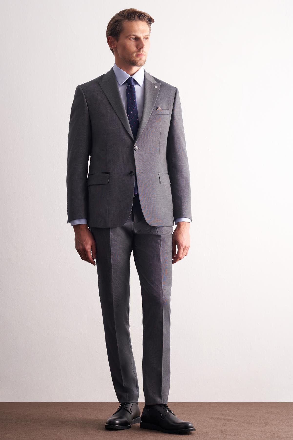 İMZA Haki Kırlangıç Yaka Kendinden Desenli Esnek Bel Slim Fit 6 Drop Takım Elbise 1001255168