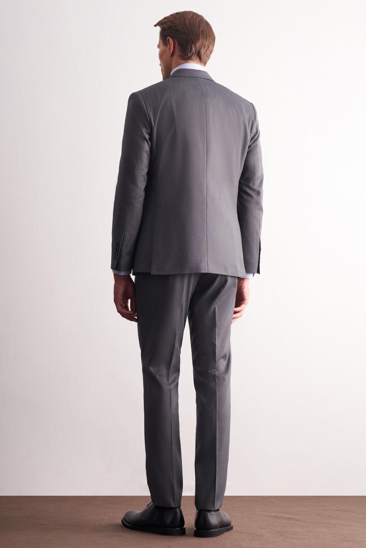İMZA Haki Kırlangıç Yaka Kendinden Desenli Esnek Bel Slim Fit 6 Drop Takım Elbise 1001255168 görsel 5
