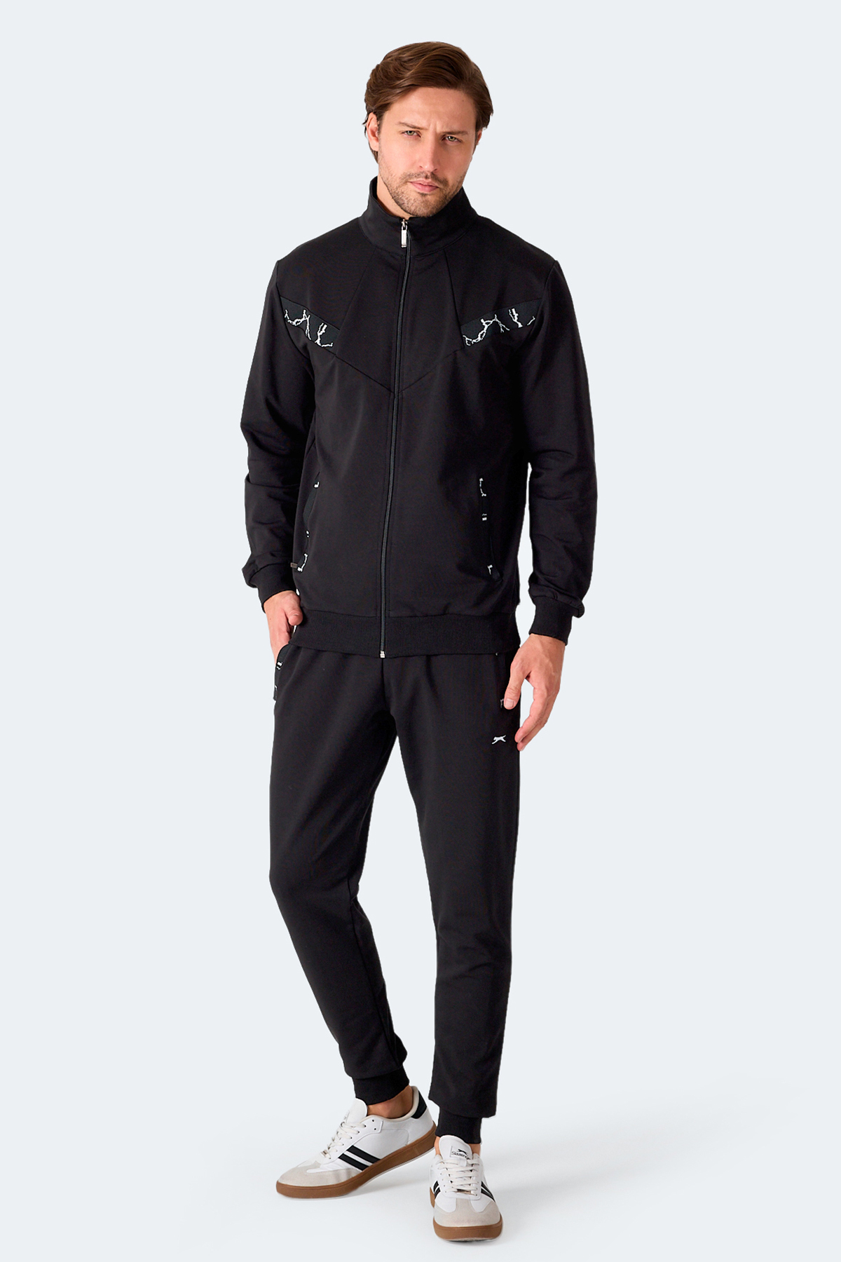 SLAZENGER FELON Erkek Fermuar Cepli Siyah Eşofman Takımı