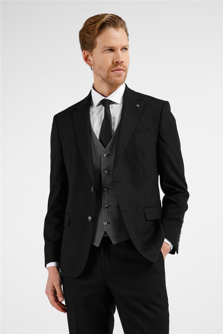 İMZA Siyah Mono Yaka Kazayağı Desen 6 Drop Slim Fit Takım Elbise 1001255173