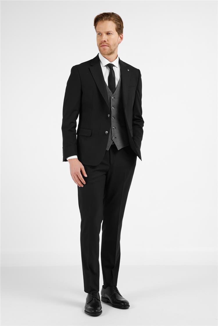 İMZA Siyah Mono Yaka Kazayağı Desen 6 Drop Slim Fit Takım Elbise 1001255173 görsel 4