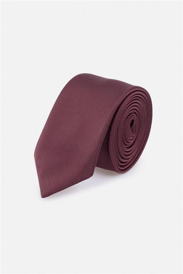 Süvari Koyu Bordo Düz Kravat