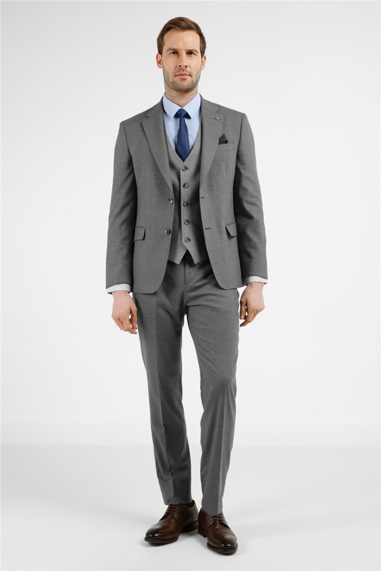 İMZA Gri Mono Yaka Kazayağı Desen Yelekli 6 Drop Slim Fit Takım Elbise 1001255175