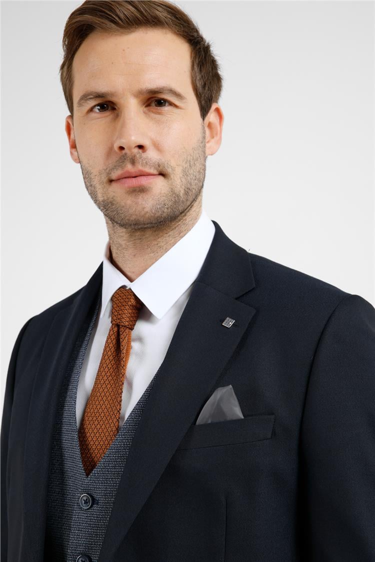 İMZA Lacivert Mono Yaka Kazayağı Desen 6 Drop Slim Fit Takım Elbise 1001255173 görsel 5