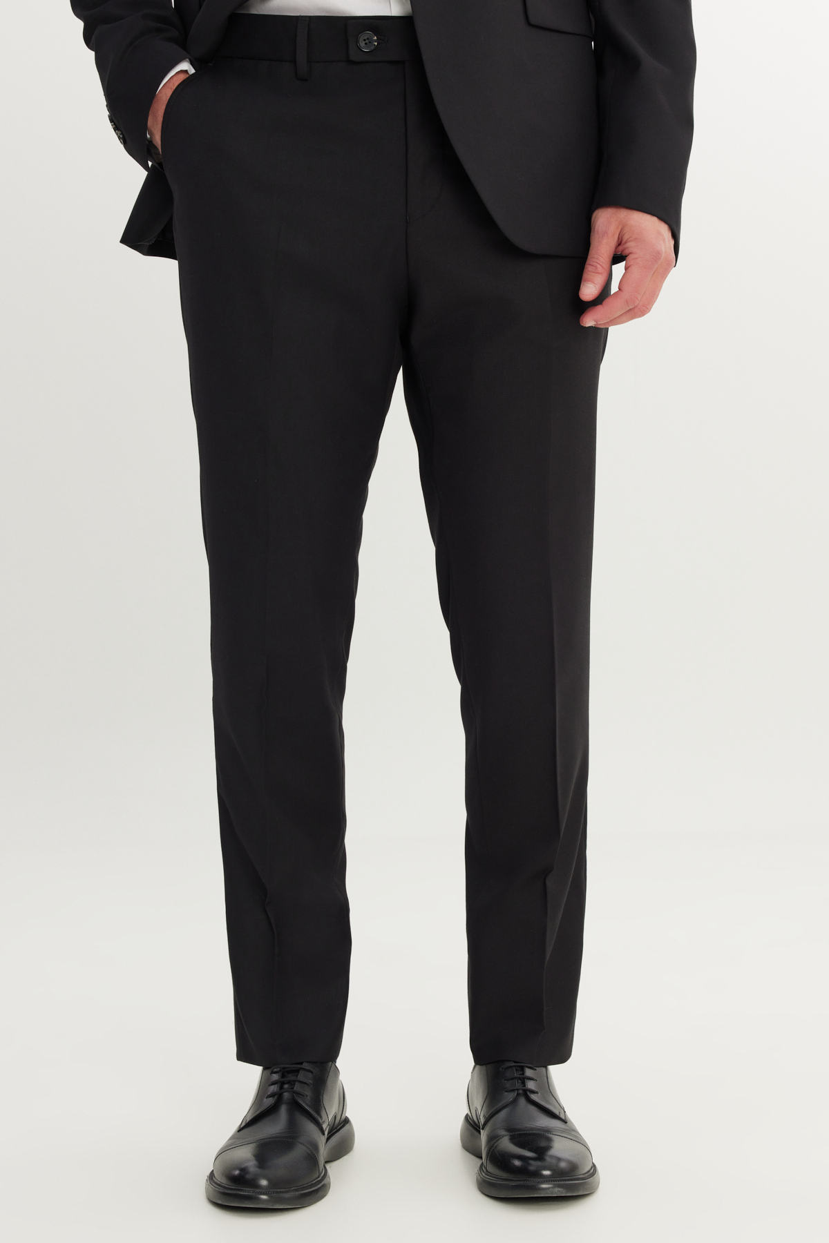 Altınyıldız Classics Erkek Siyah Slim Fit Dar Kesim Mono Yaka Armürlü Esnek Takım Elbise görsel 6