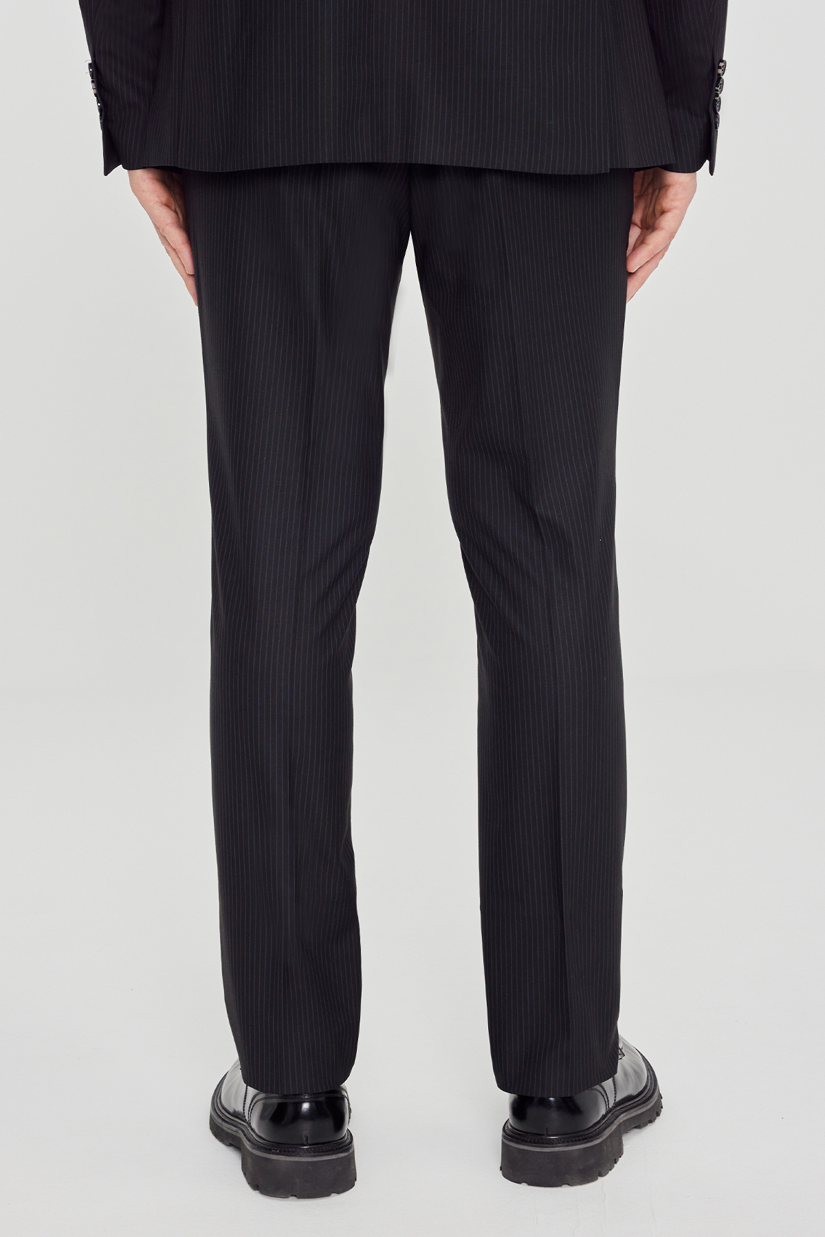 Altınyıldız Classics Erkek Siyah Slim Fit Kırlangıç Yaka Çizgili Esnek Takım Elbise görsel 7