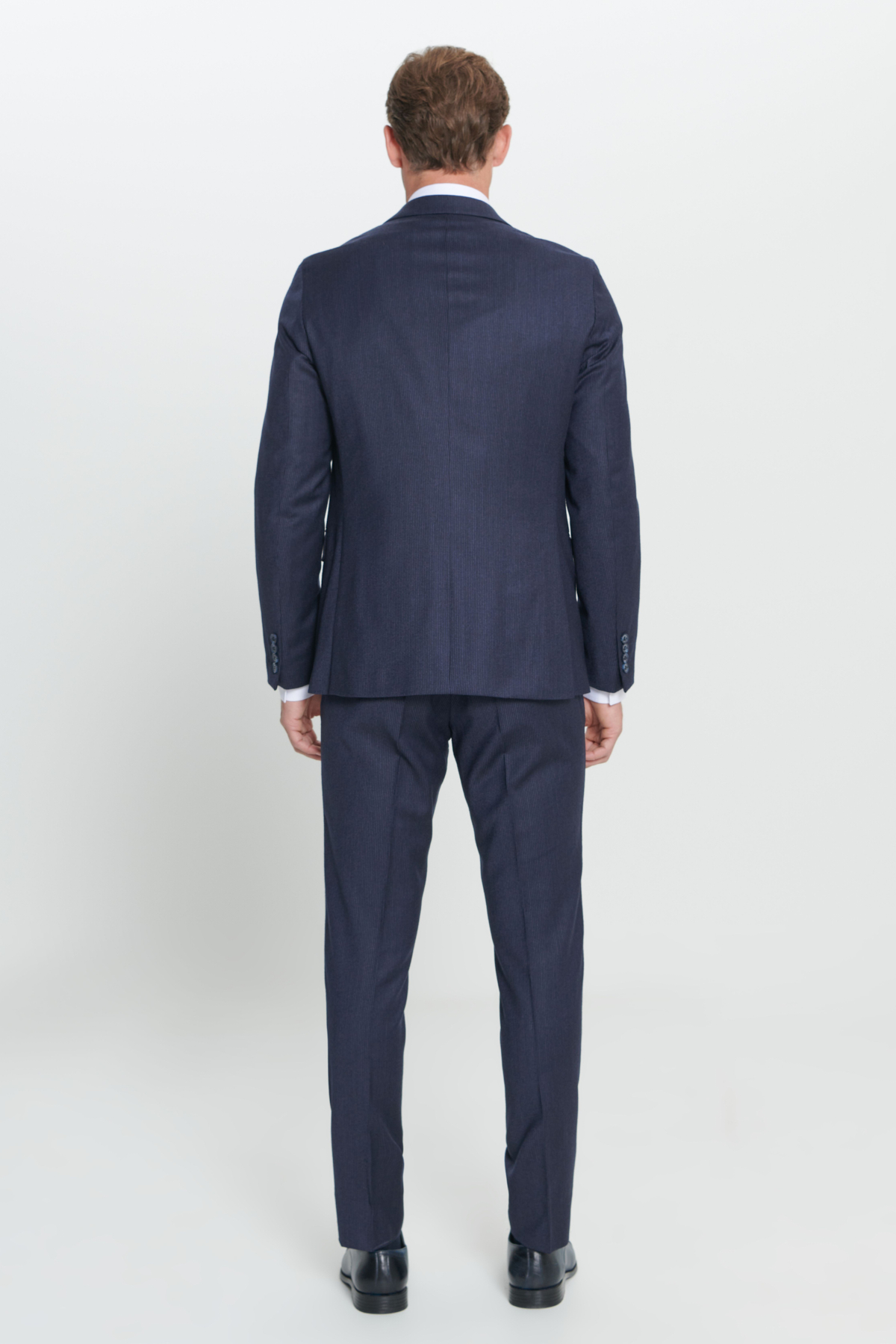 Altınyıldız Classics Erkek Lacivert Slim Fit Dar Kesim Kırlangıç Yaka %100 Yün Çizgili Takım Elbise görsel 6