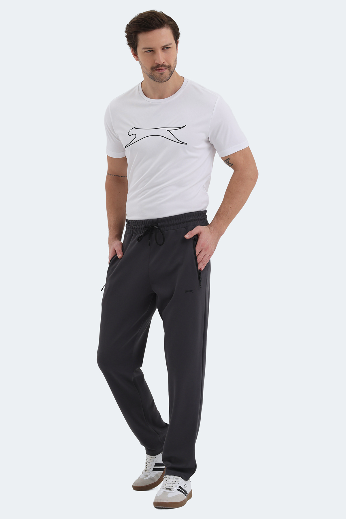 SLAZENGER KINGSTOR I Erkek Fermuar Cepli Antrasit Eşofman Altı görsel 2