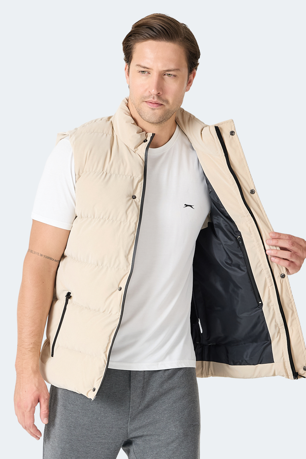 SLAZENGER HALOX Erkek Bej Yelek görsel 5