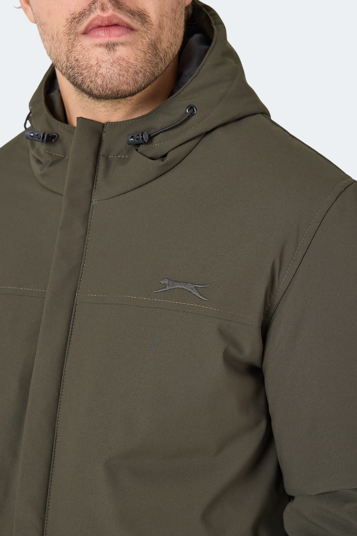 SLAZENGER HERNIS IN Erkek Kapüşonlu Fermuarlı Haki Mont & Kaban görsel 2