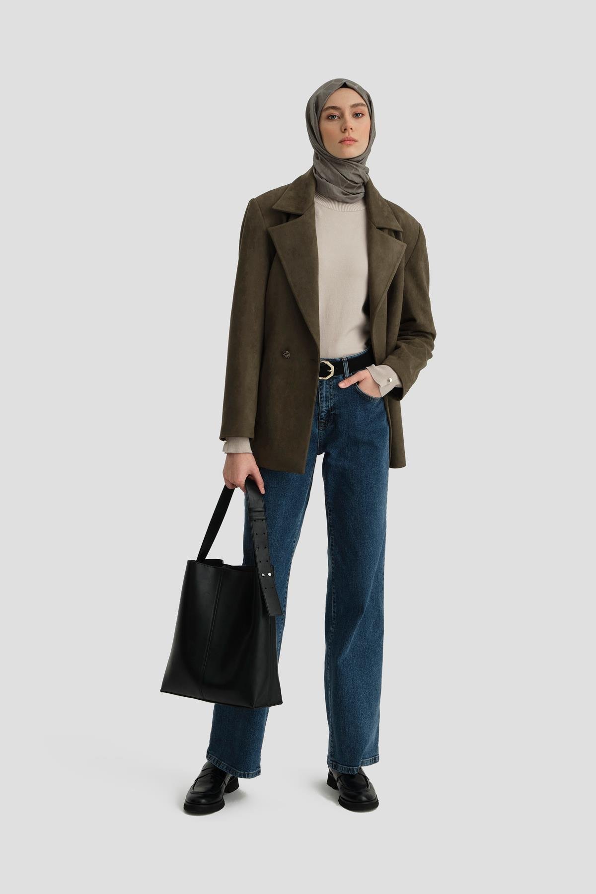 ARMİNE Süet Blazer Ceket 24K5710 Haki görsel 2