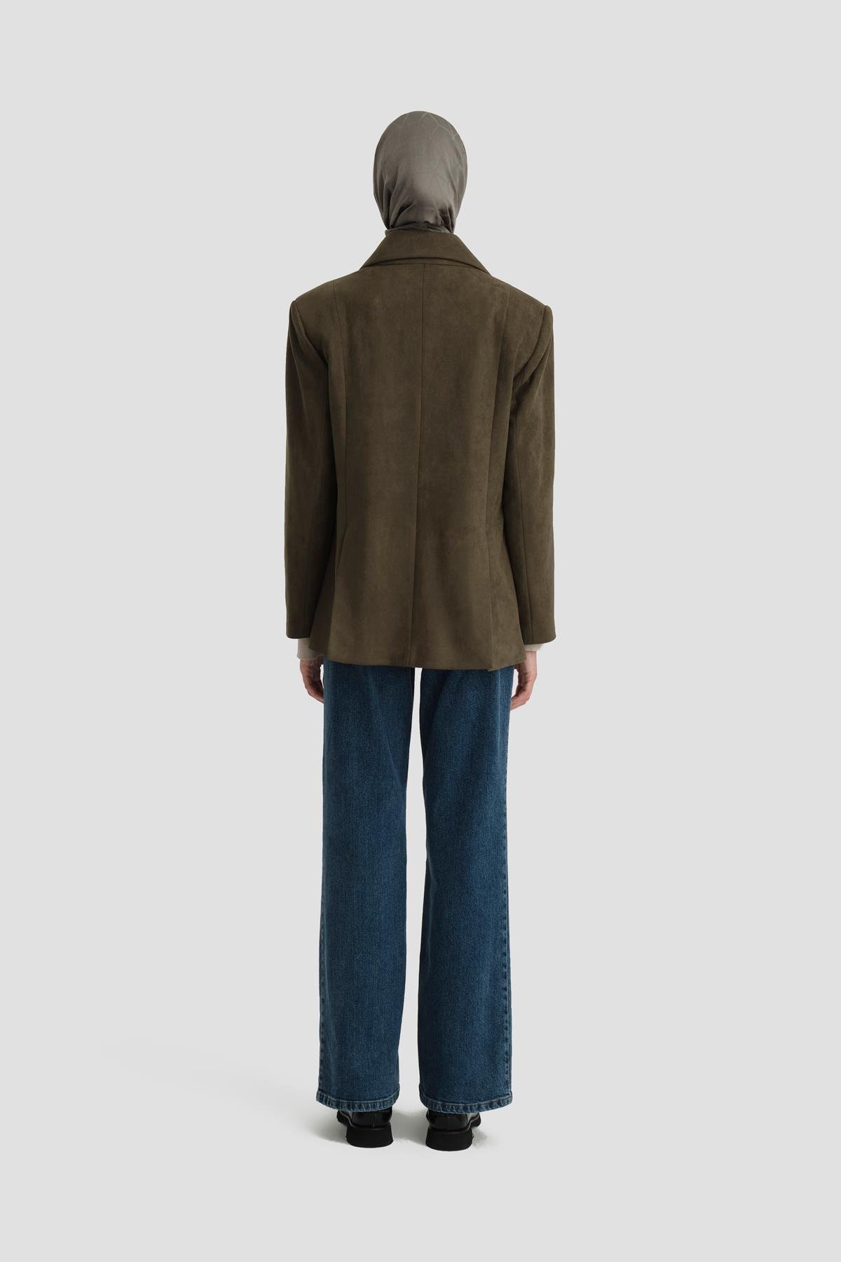 ARMİNE Süet Blazer Ceket 24K5710 Haki görsel 5