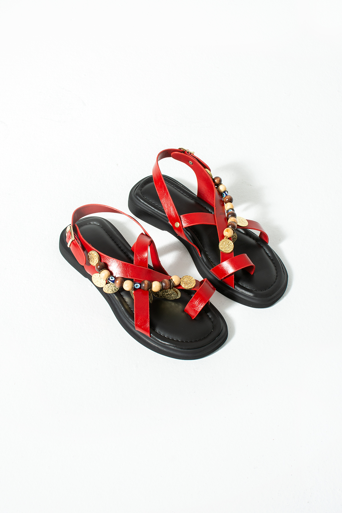 DUXAL SHOES Greta Kadın Boncuklu Parmak Arası Sandalet Rahat Taban