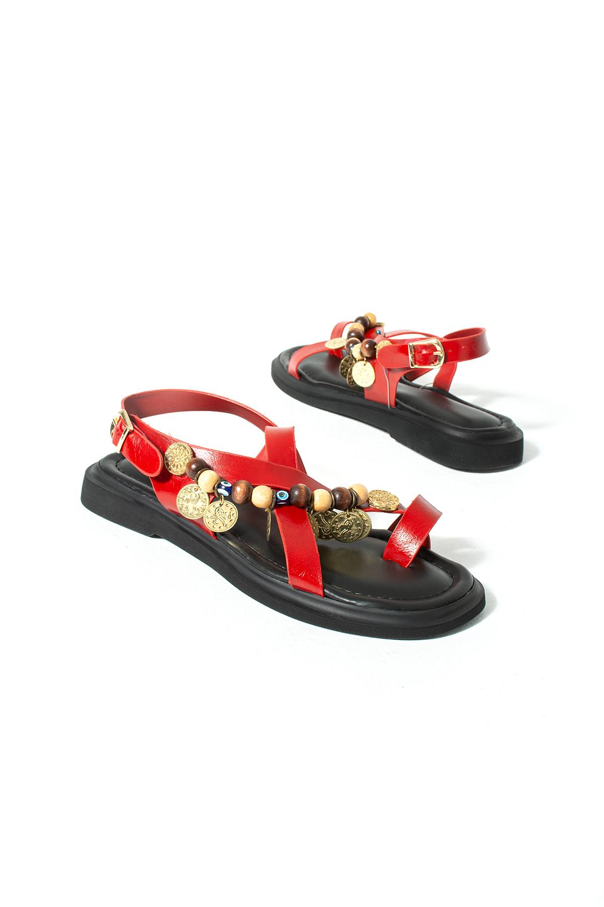 DUXAL SHOES Greta Kadın Boncuklu Parmak Arası Sandalet Rahat Taban görsel 6