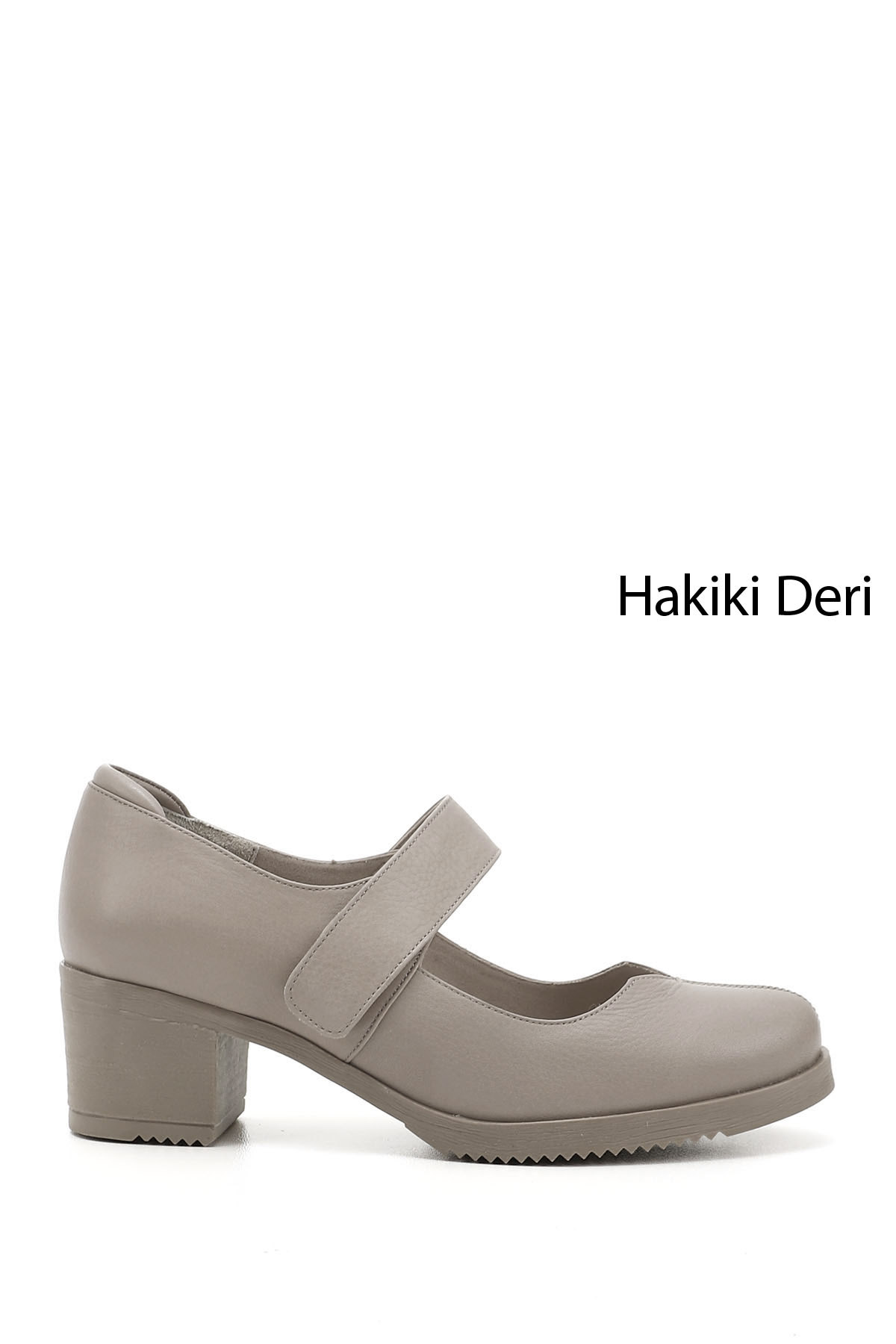GÖNDERİ(R) Kadın AÇIK BEJ Kalın Topuklu Hakiki Deri Ayakkabı