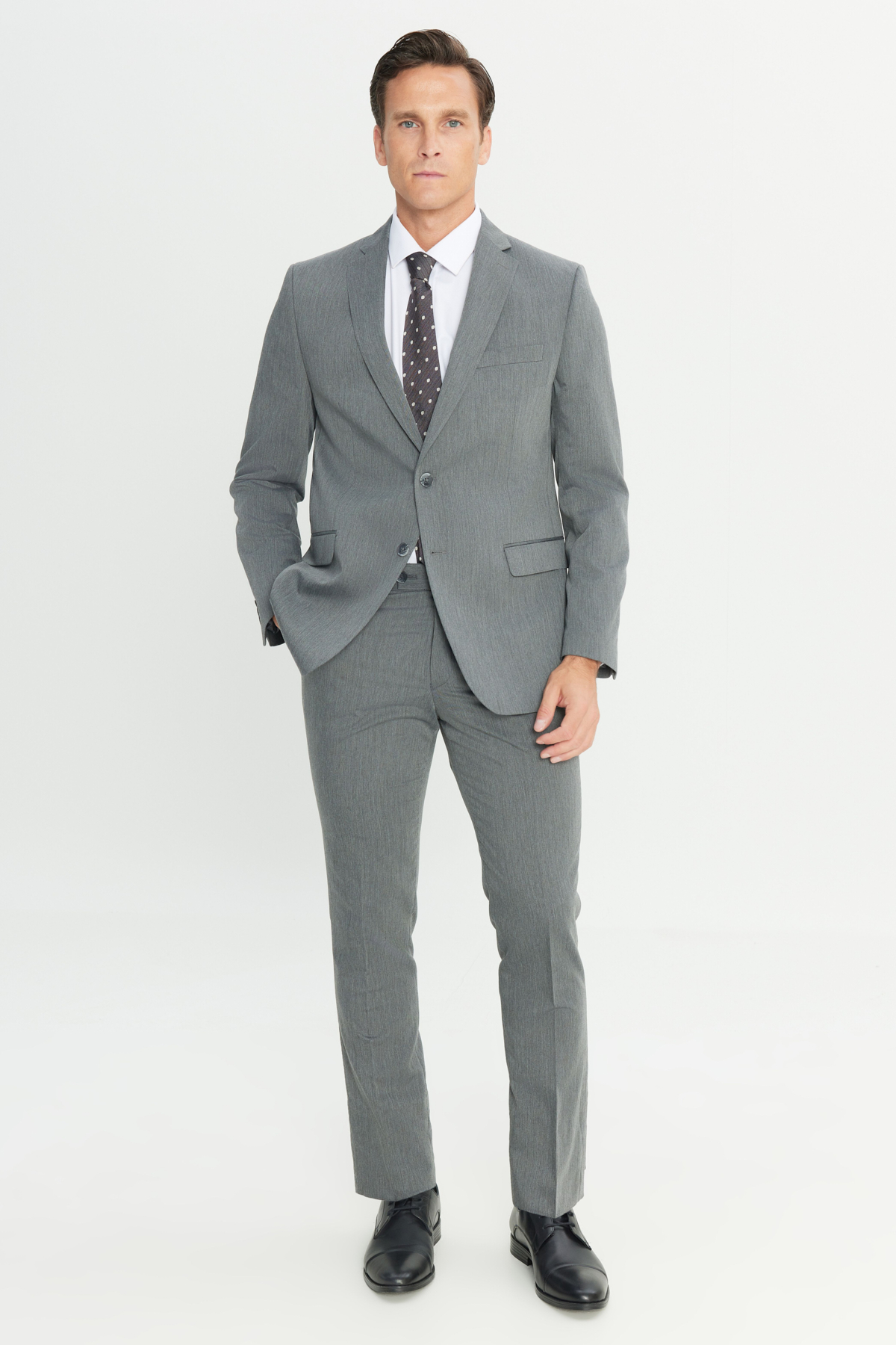 Altınyıldız Classics Erkek Gri Slim Fit Dar Kesim Mono Yaka Takım Elbise görsel 4