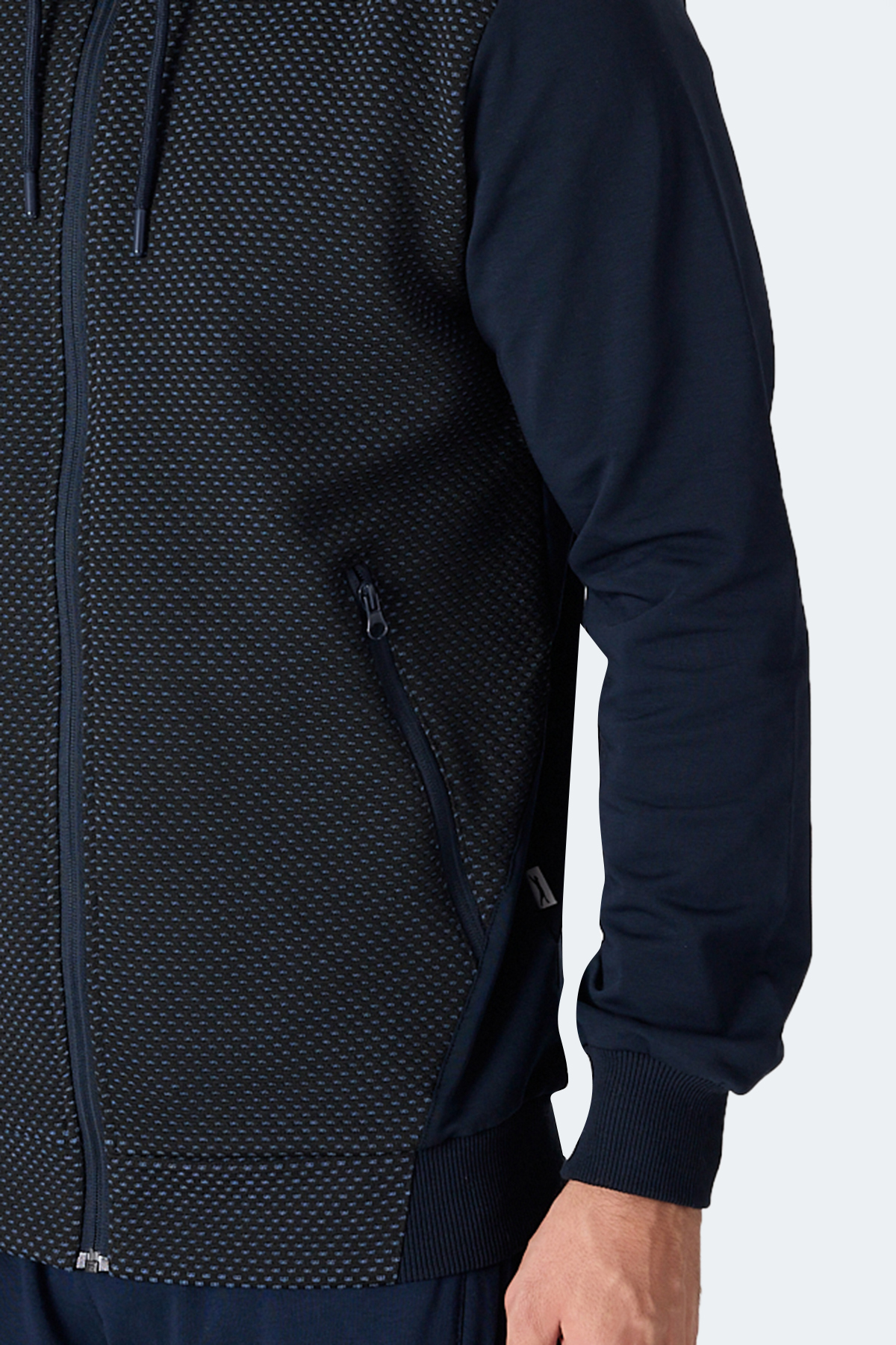 SLAZENGER FLAME Kapüşonlu Cepli Lacivert Erkek Polar Fermuarlı Sweatshirt Hırka görsel 2