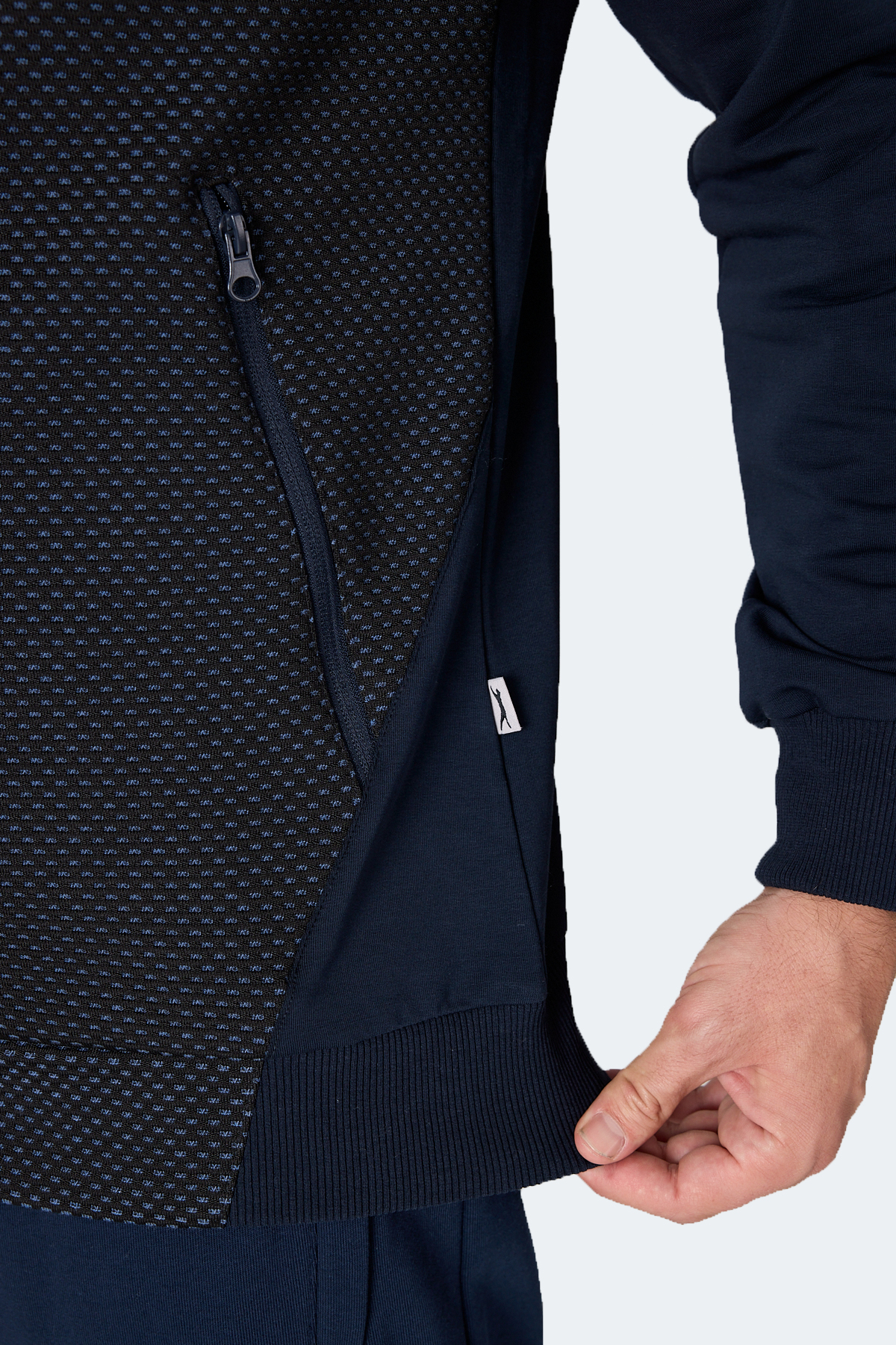SLAZENGER FLAME Kapüşonlu Cepli Lacivert Erkek Polar Fermuarlı Sweatshirt Hırka görsel 4