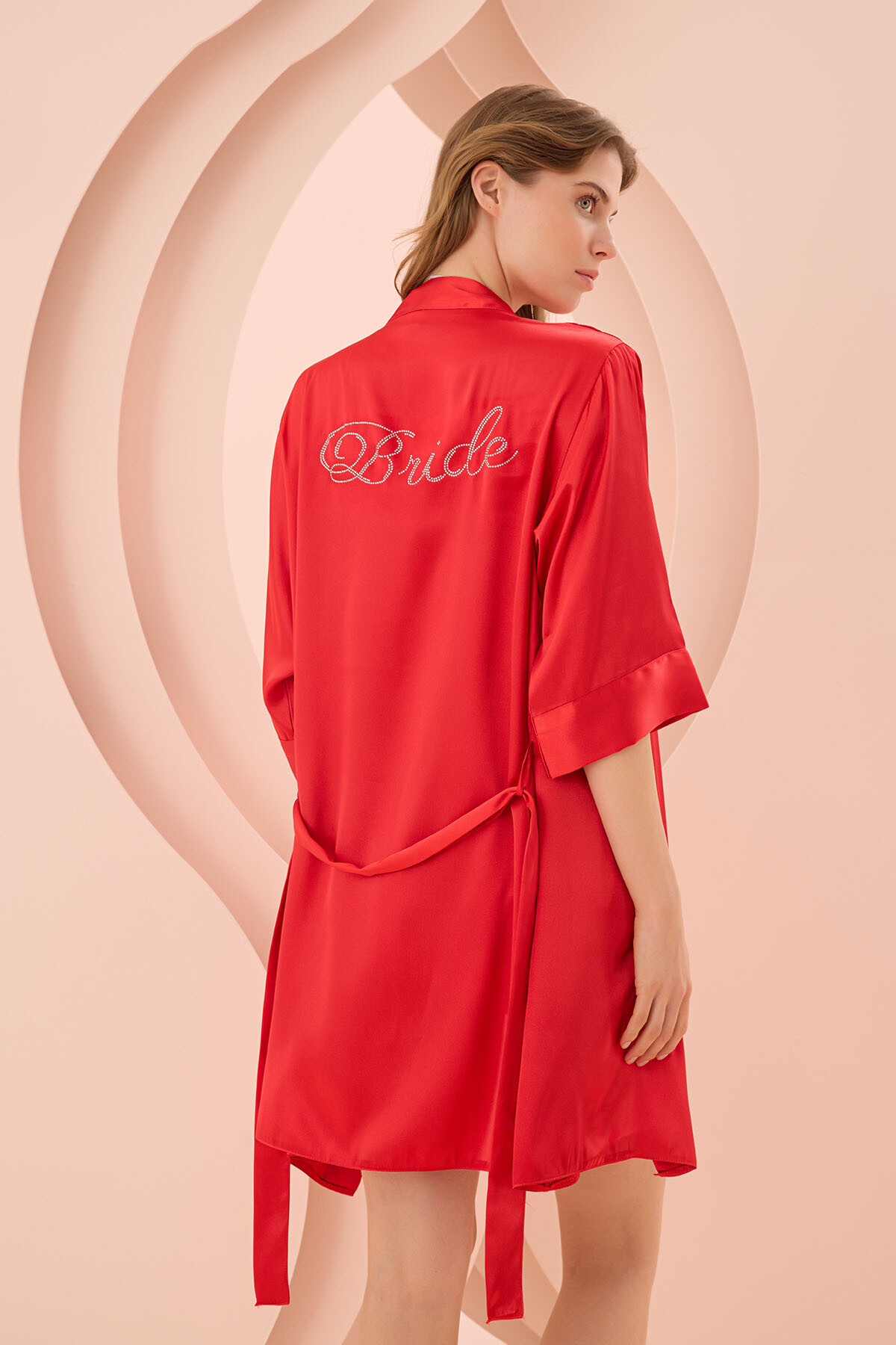 LOYA Kırmızı Bride Saten Sabahlık