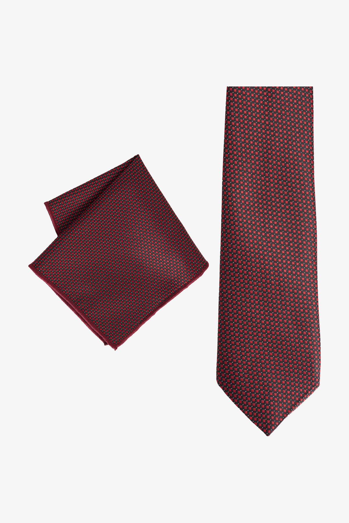 Altınyıldız Classics Erkek Bordo-Siyah Desenli Kravat-Mendil Set
