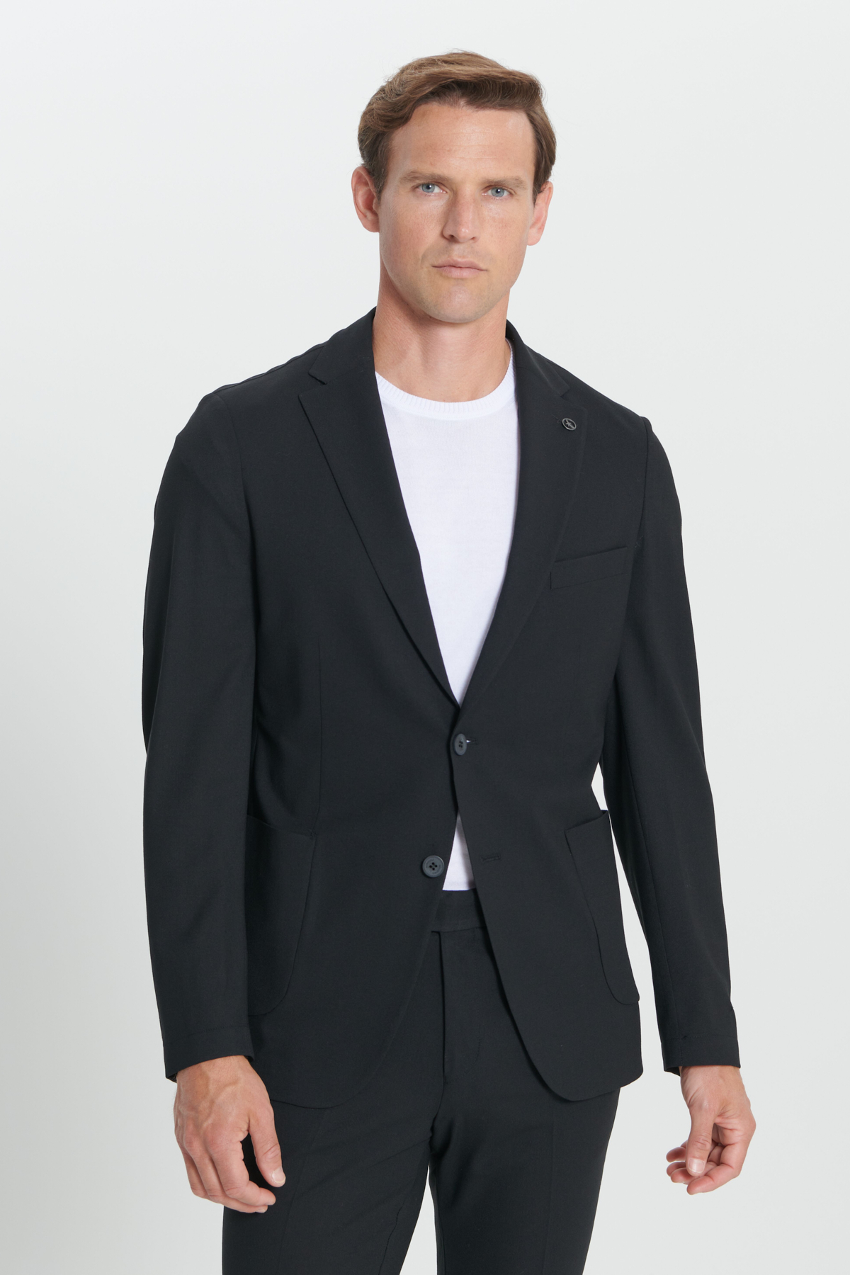 Altınyıldız Classics Erkek Siyah Slim Fit Dar Kesim Mono Yaka Yünlü Takım Elbise