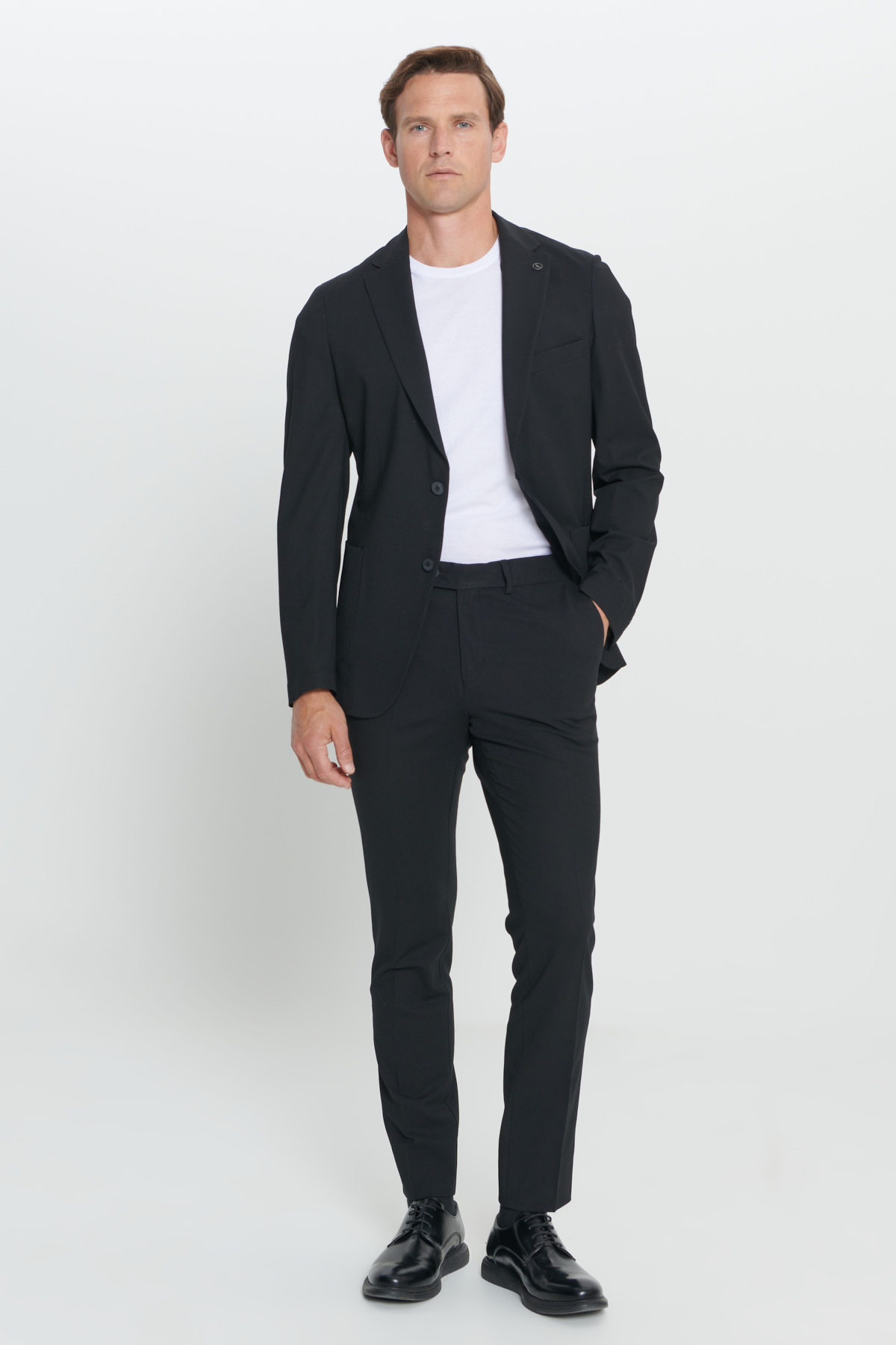 Altınyıldız Classics Erkek Siyah Slim Fit Dar Kesim Mono Yaka Yünlü Takım Elbise görsel 2