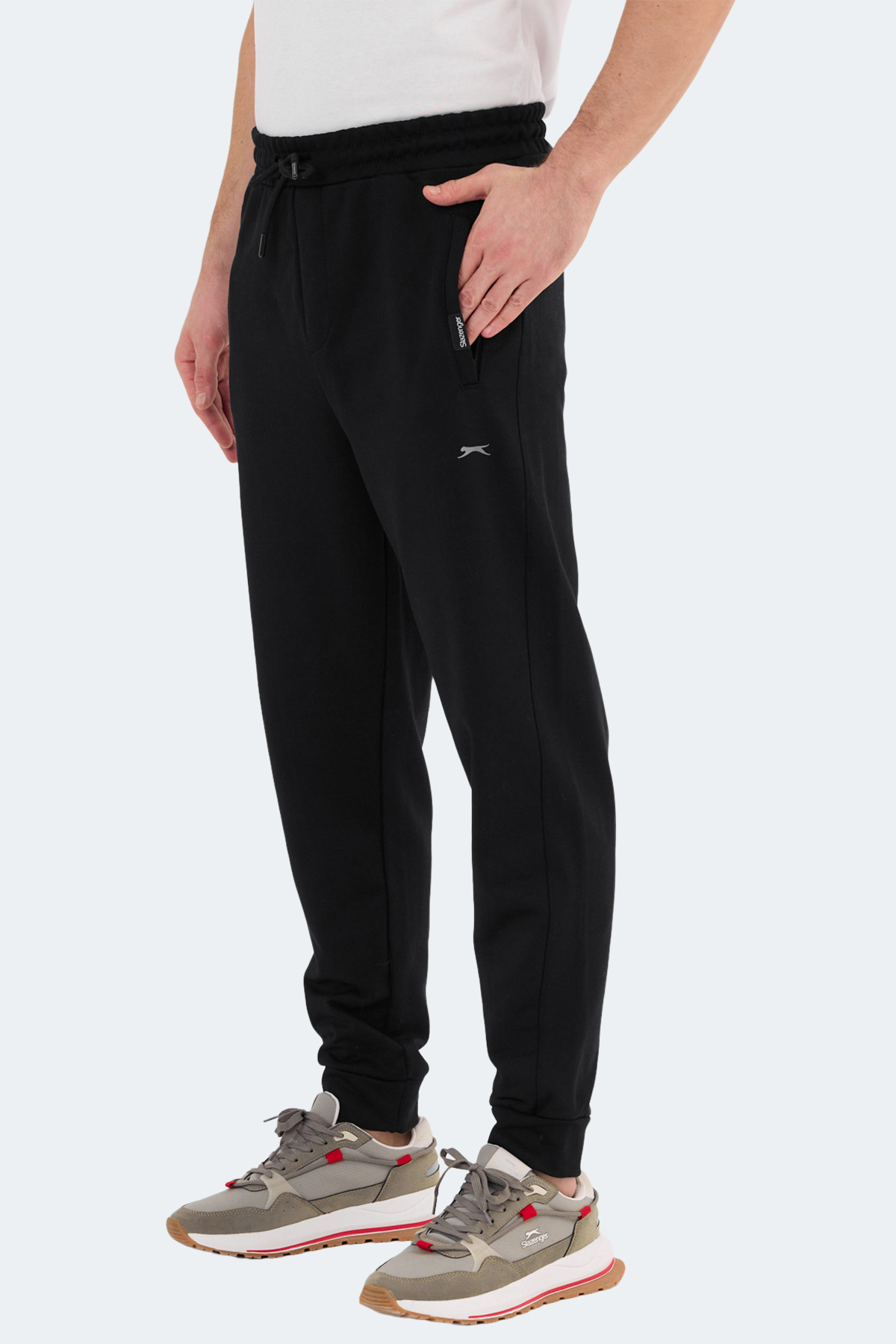 SLAZENGER 2'li Erkek Cepli Dar Paça Siyah - Koyu Gri Eşofman Altı görsel 4