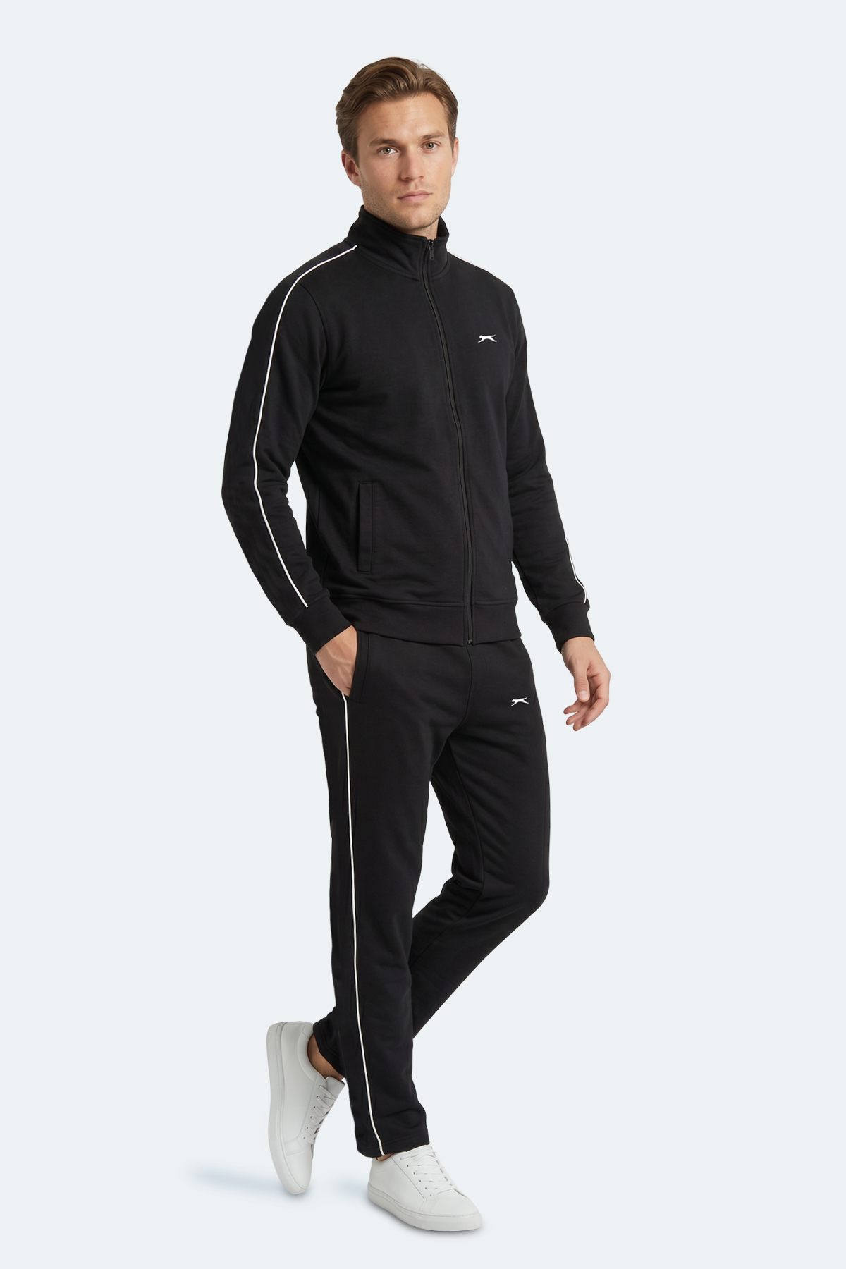 SLAZENGER BLOWBACK Erkek Slim Fit Siyah Eşofman Takımı görsel 4