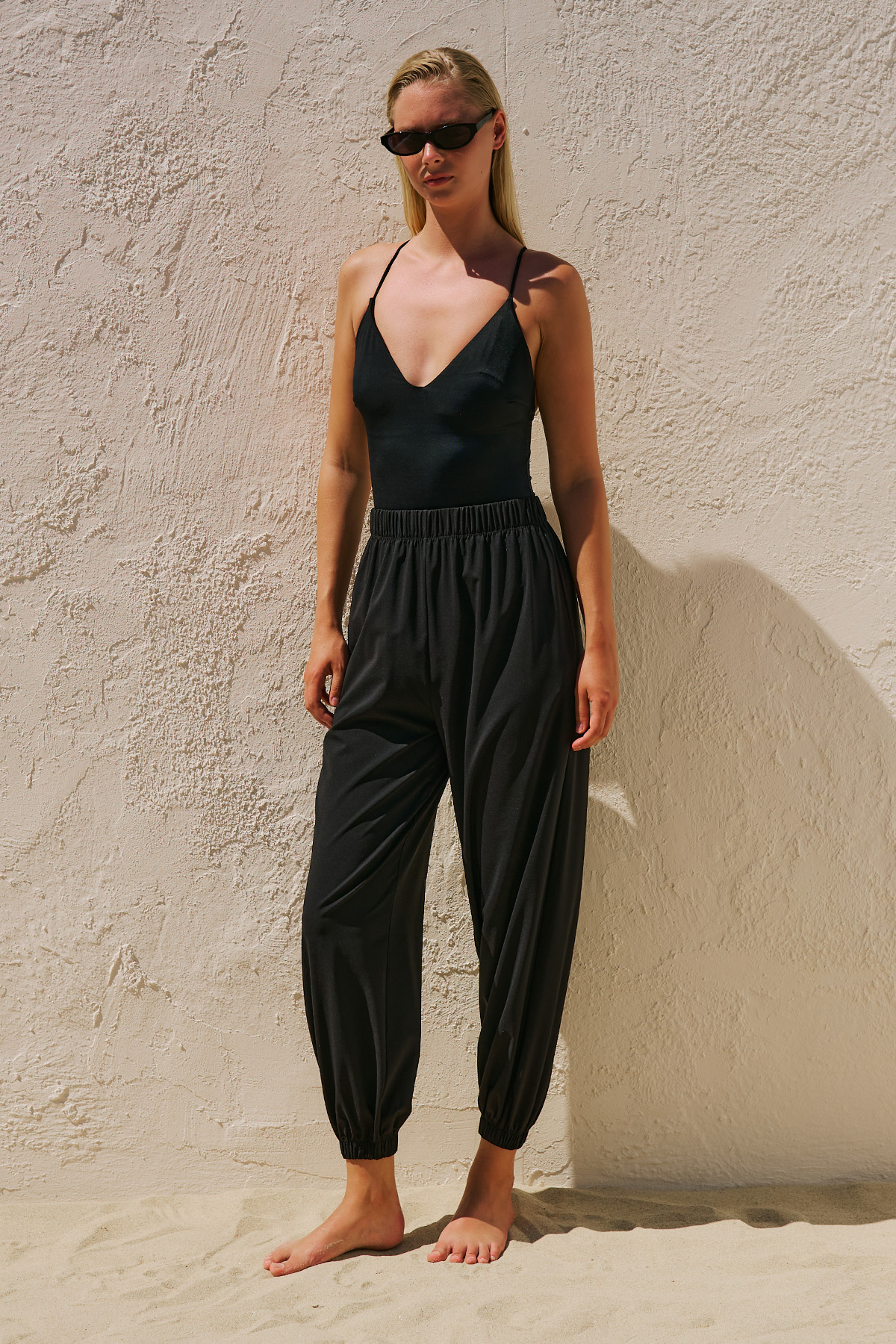 Manuka Büzgülü Jogger Form Mayo Pantolon Siyah görsel 5
