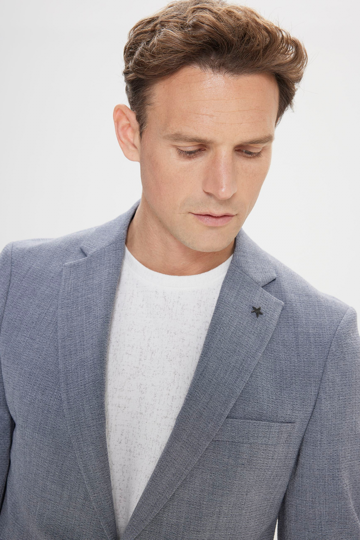 Altınyıldız Classics Erkek Gri Slim Fit Mono Yaka Beli Bağlamalı Gofre Desenli Takım Elbise görsel 5