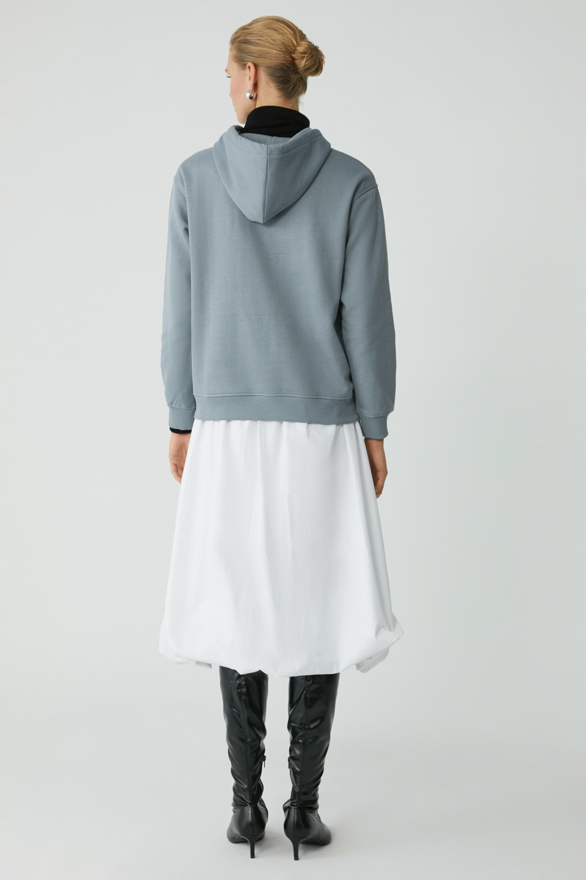ETHIQUET ABELIA Kadın Pamuklu Içi Polarlı Yumuşacık Kalın Kumaşlı Kapüşonlu Örme Comfort MAVİ Sweatshirt görsel 5