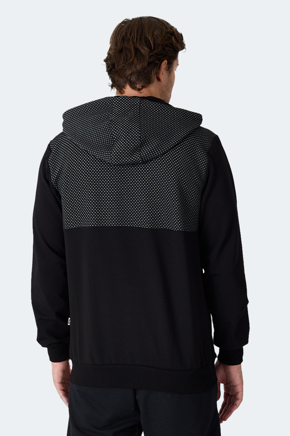 SLAZENGER FLAME Kapüşonlu Cepli Siyah Erkek Polar Fermuarlı Sweatshirt Hırka görsel 3