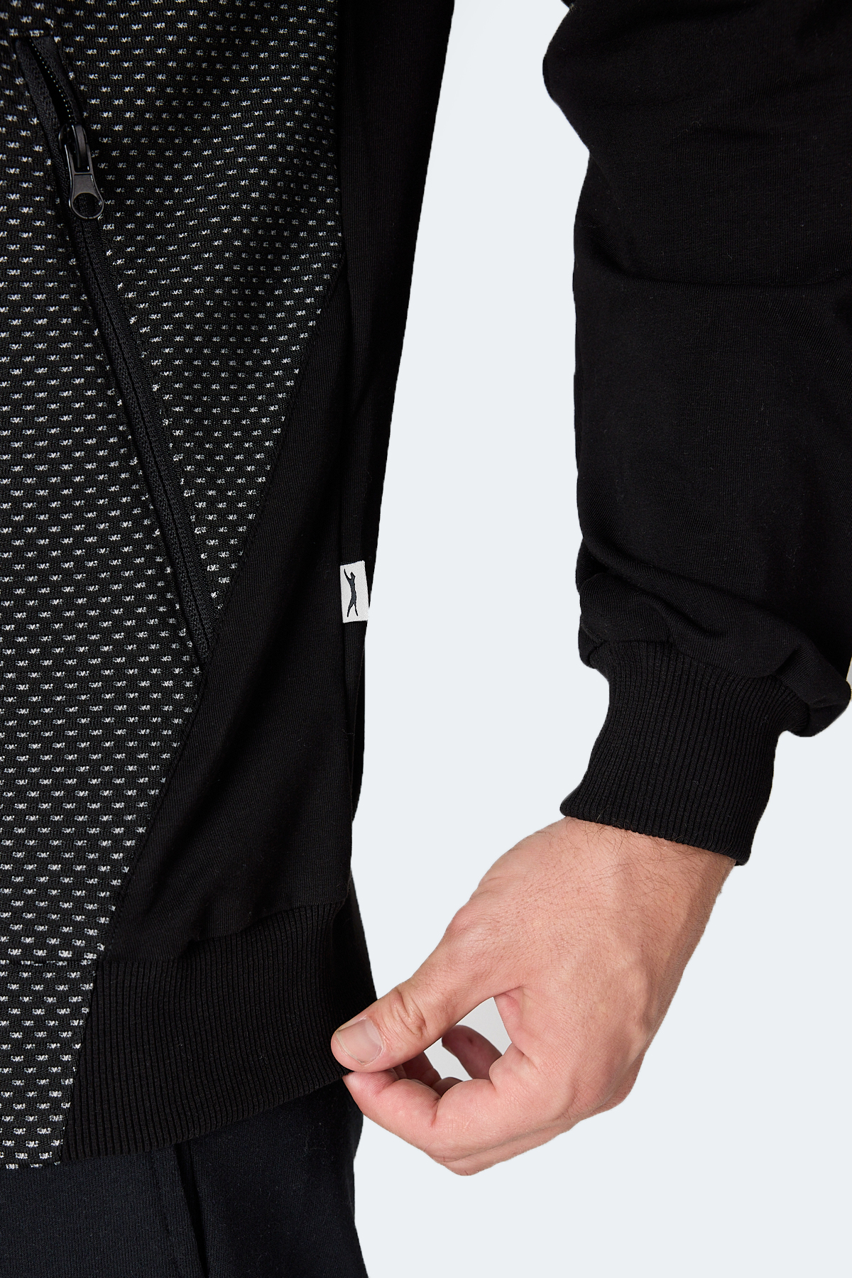 SLAZENGER FLAME Kapüşonlu Cepli Siyah Erkek Polar Fermuarlı Sweatshirt Hırka görsel 5