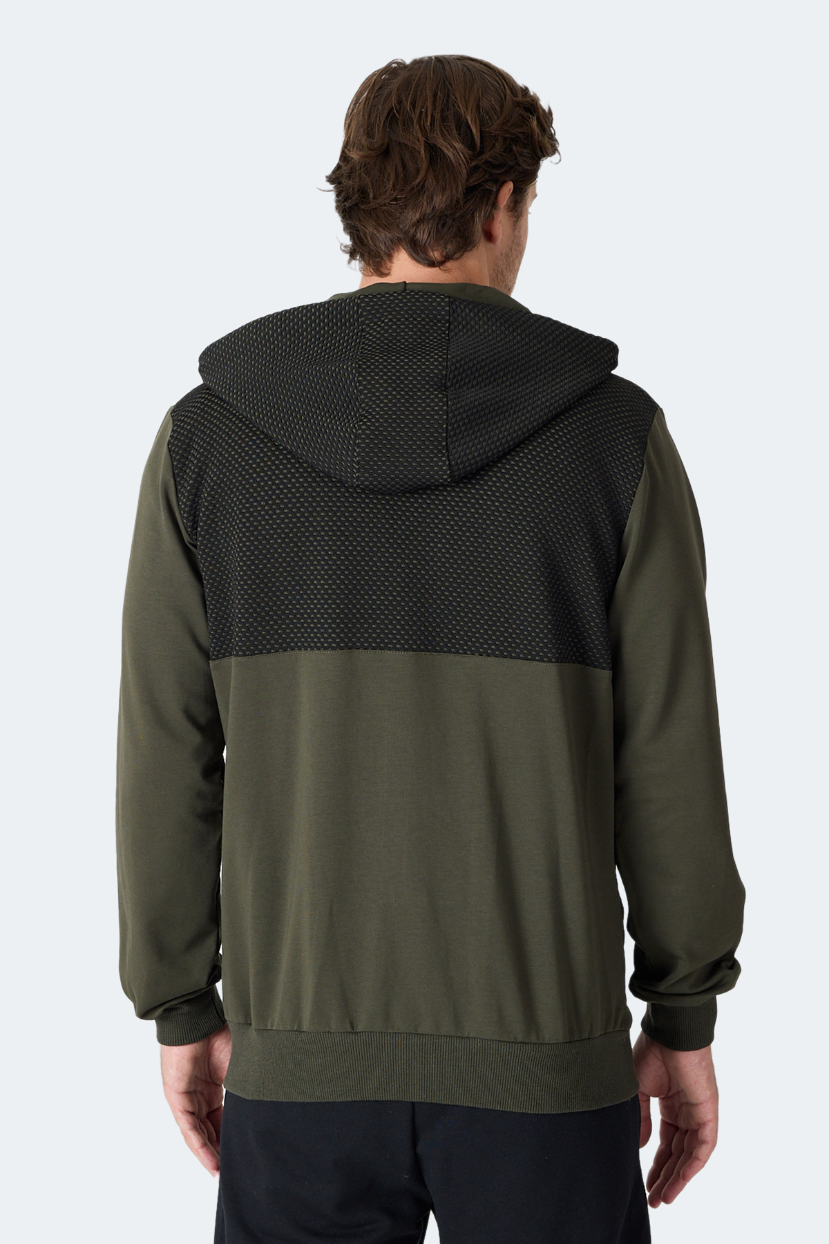 SLAZENGER FLAME Kapüşonlu Cepli Haki Erkek Polar Fermuarlı Sweatshirt Hırka görsel 3