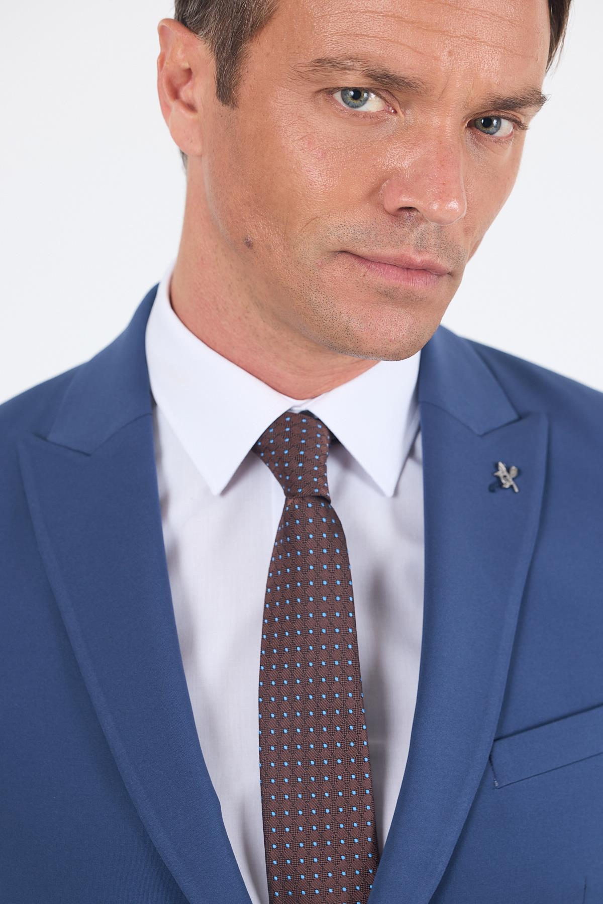 İMZA Lacivert Kırlangıç Yaka Kelebek Astar 6 Drop Slim Fit Beli Lastikli Takım Elbise 1001250176 görsel 4