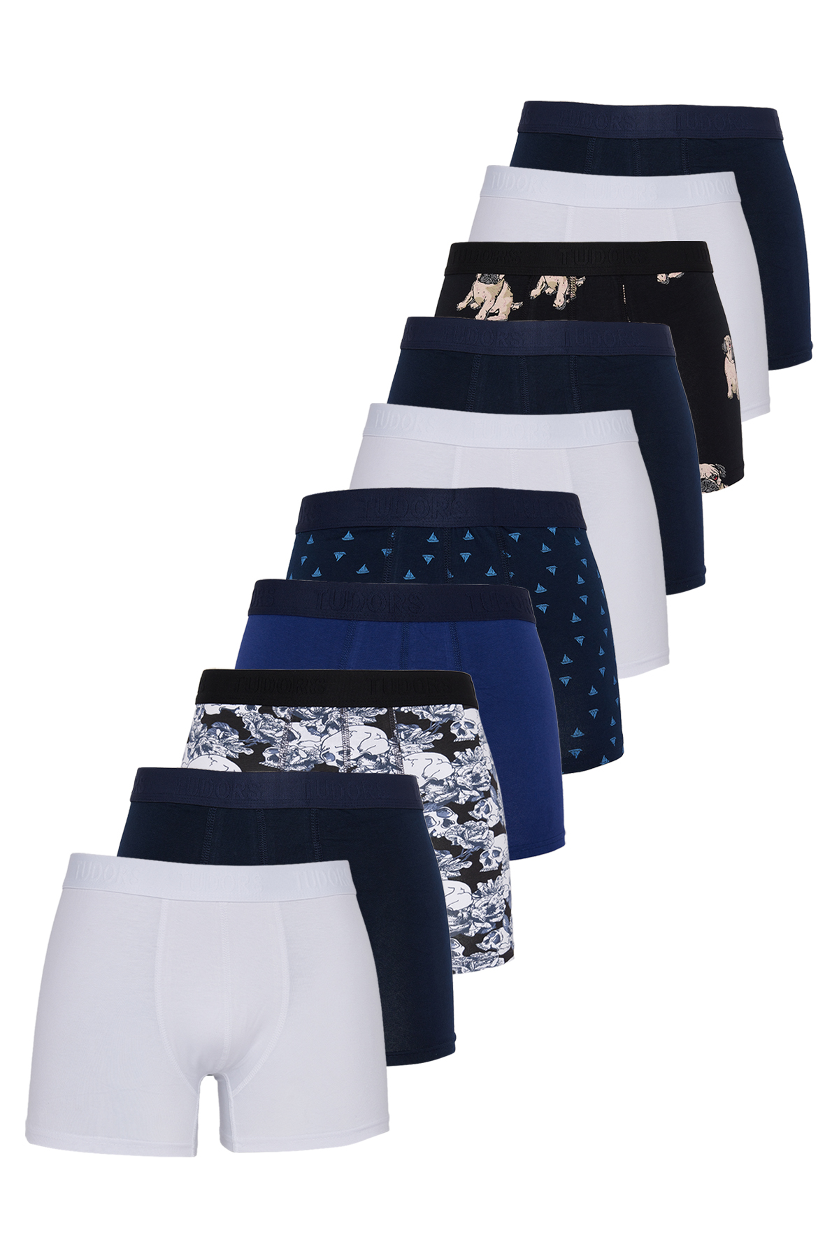 TUDORS Erkek 10'lu Elastanlı Pamuklu Esnek Kumaş Premium Seri Boxer
