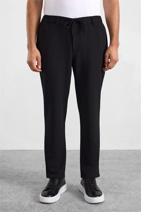 Süvari Siyah Slim Mono Yaka Düz Torba Cep 6 Drop Takım Elbise görsel 8
