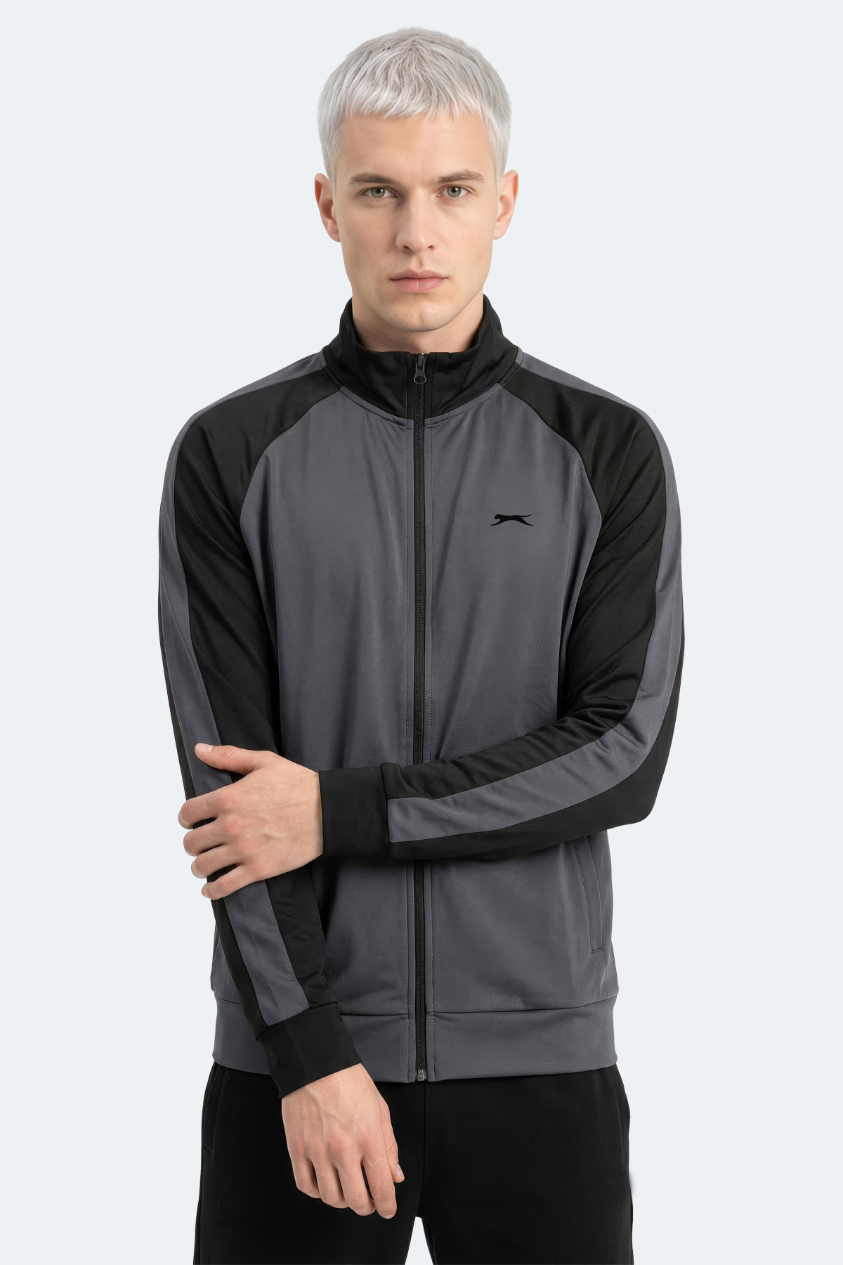 SLAZENGER REDORA Erkek Dik Yaka Fermuarlı Koyu Gri Sweatshırt görsel 3