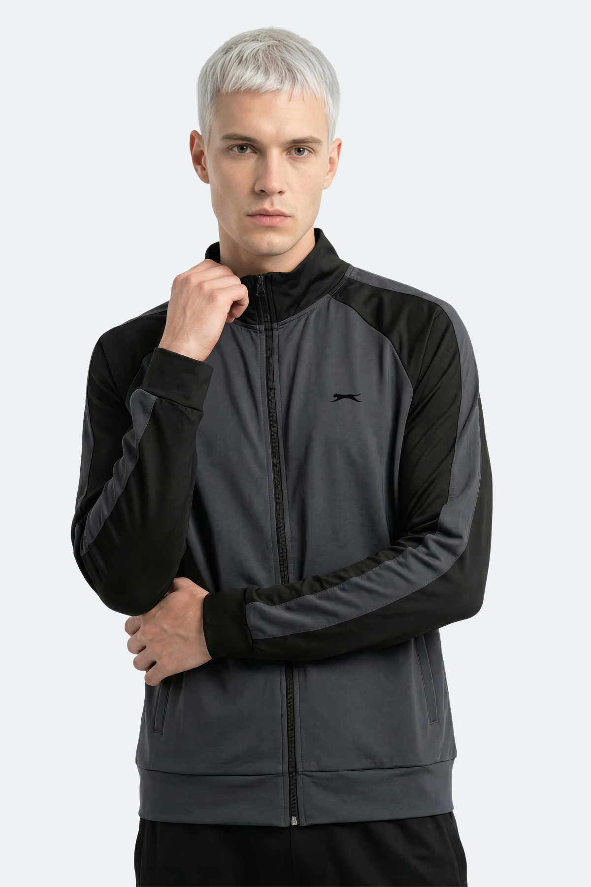 SLAZENGER REDORA Erkek Dik Yaka Fermuarlı Koyu Gri Sweatshırt görsel 5