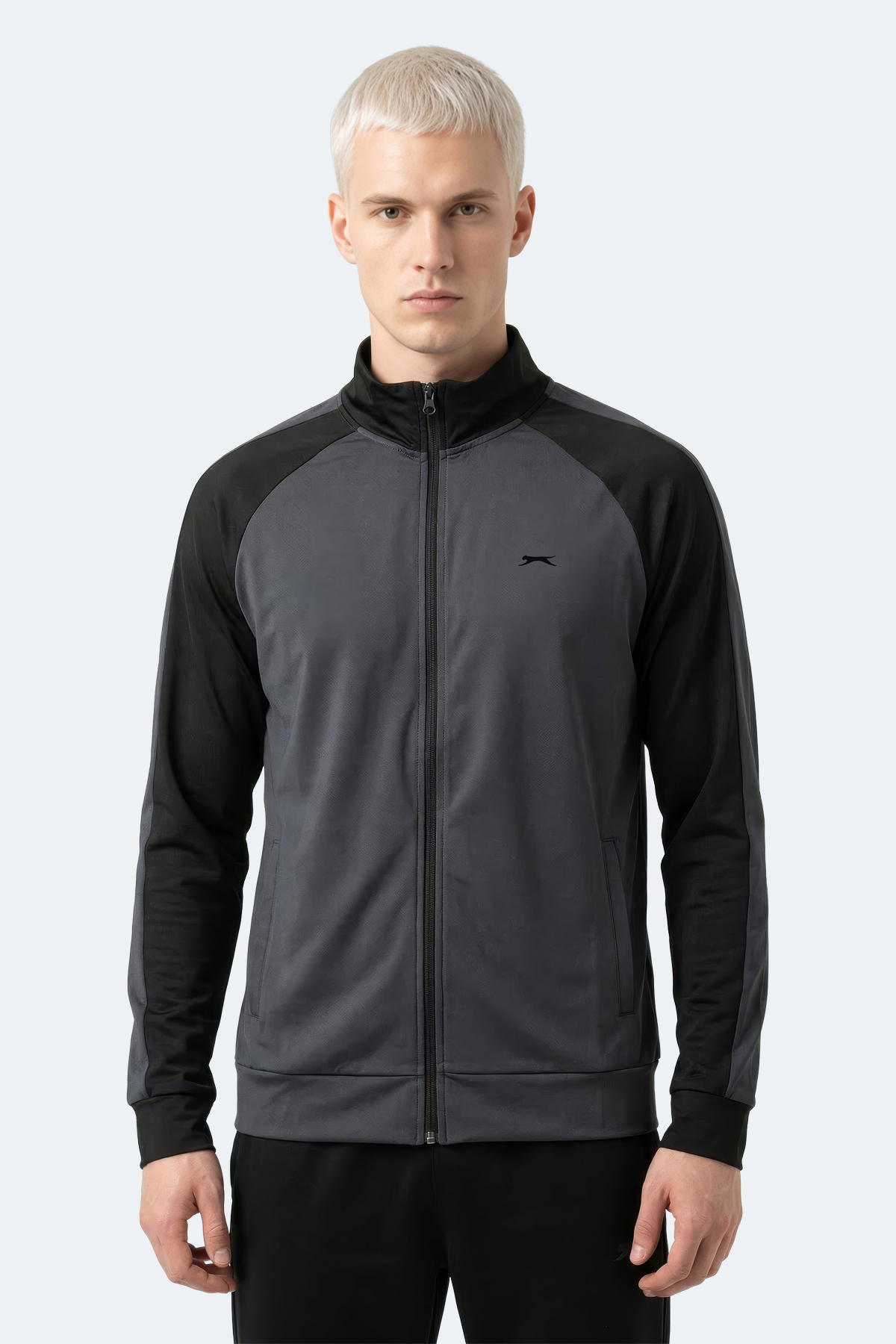 SLAZENGER REDORA Erkek Dik Yaka Fermuarlı Koyu Gri Sweatshırt görsel 6