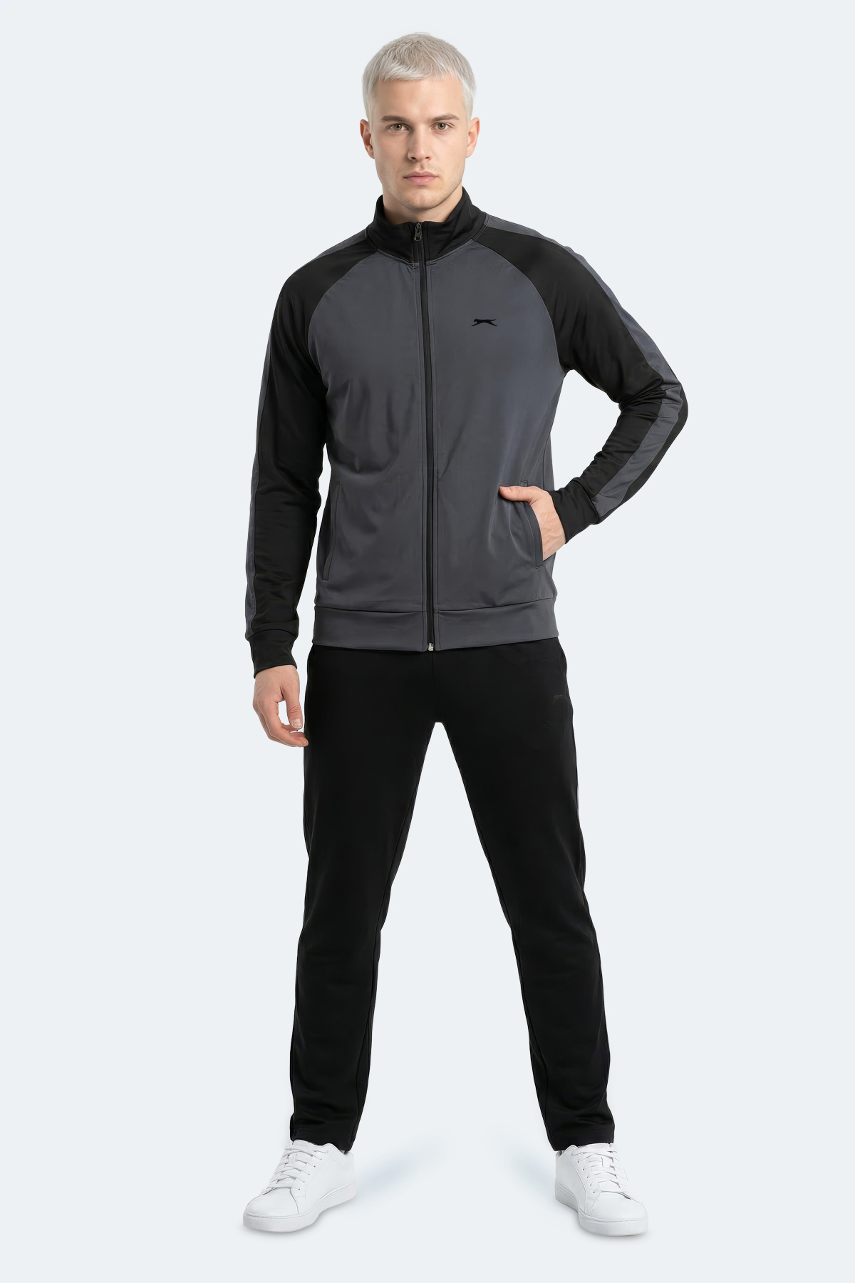SLAZENGER REDORA Erkek Dik Yaka Fermuarlı Koyu Gri Sweatshırt görsel 7