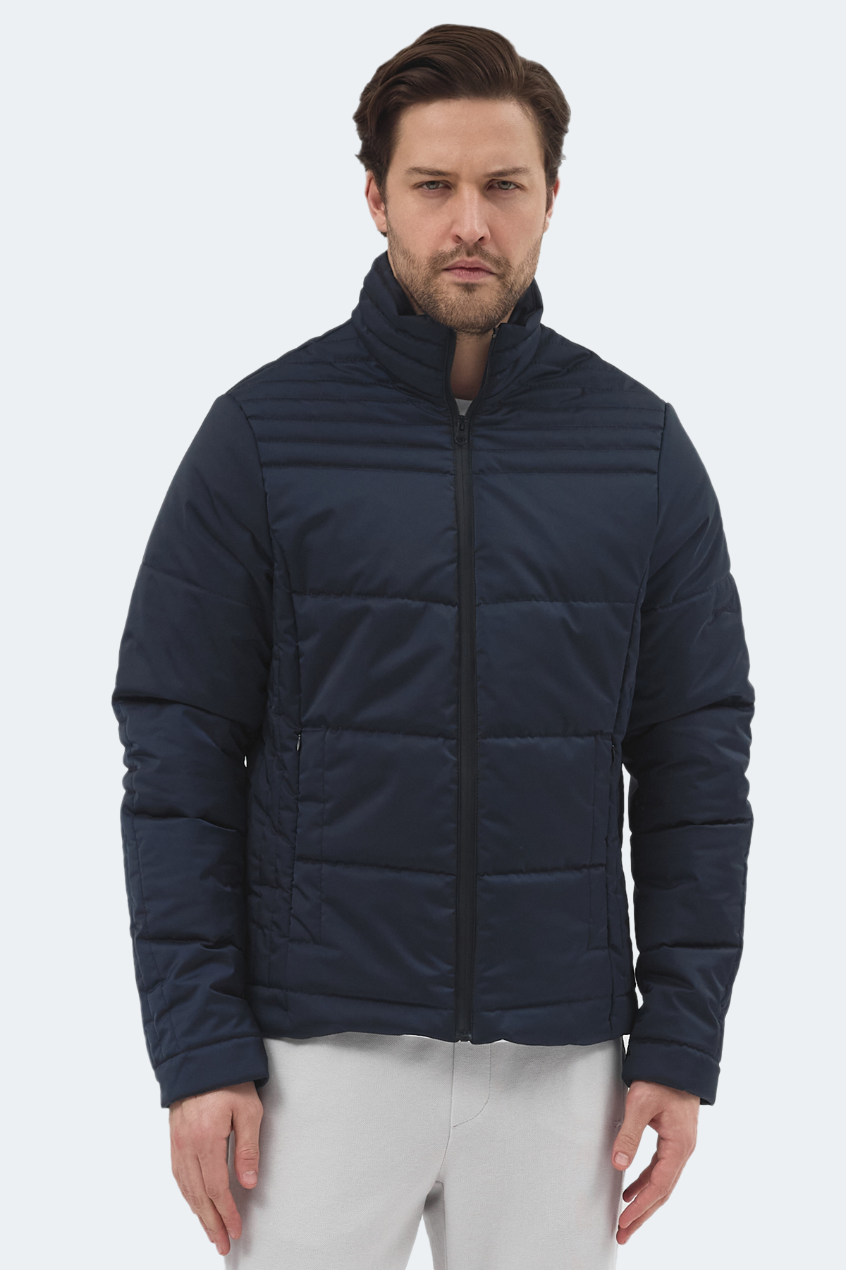 SLAZENGER BLANCO Erkek Dik Yaka Slim Fit Lacivert Mont & Kaban
