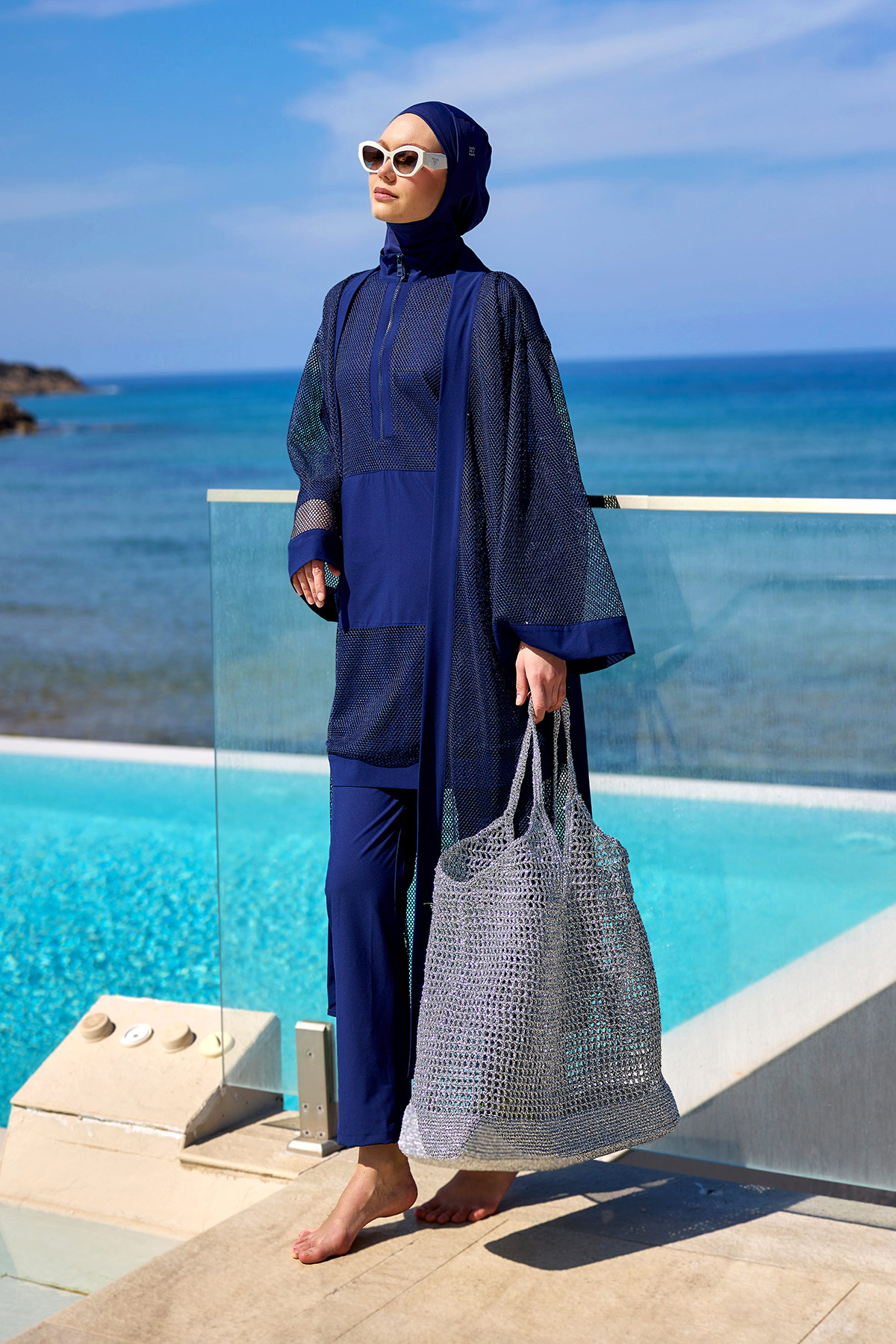 Marina Lacivert Pareo Kaftan P2501-2 görsel 4