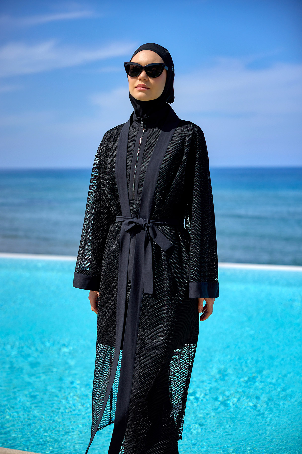 Marina Siyah Pareo Kaftan P2501-1