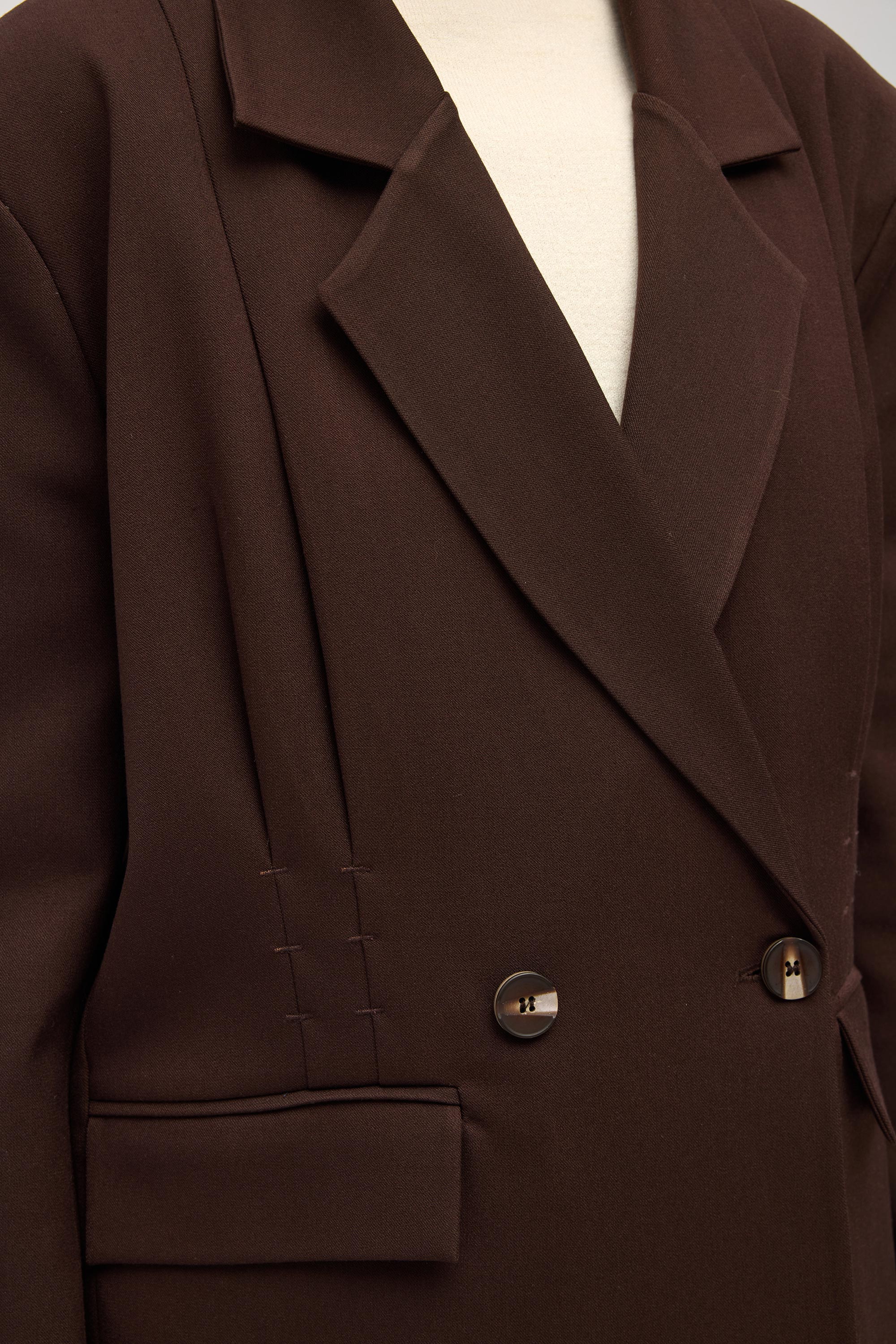 Mai Collection Solvei Pile Detay Kahve Blazer görsel 7