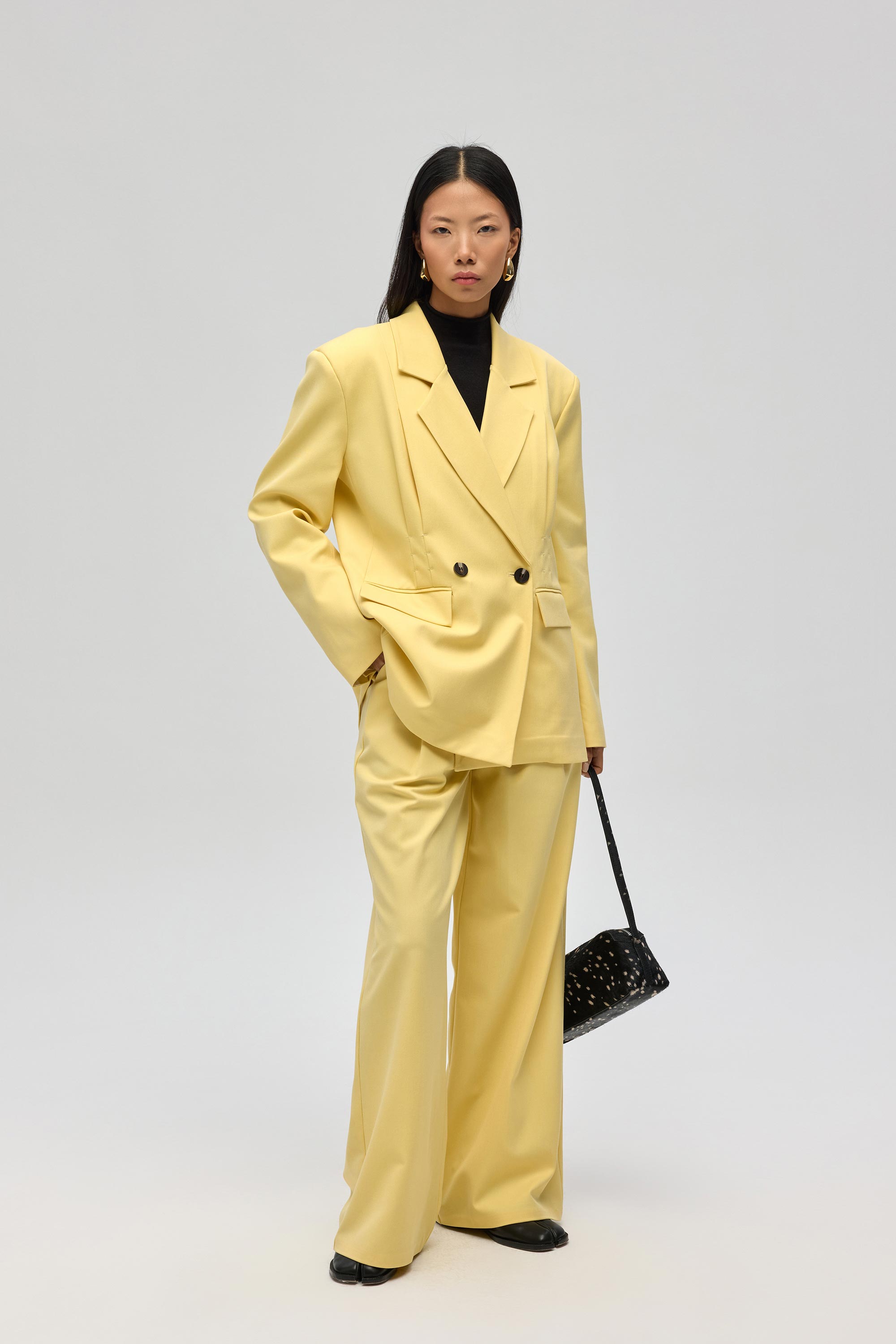 Mai Collection Solvei Pile Detay Sarı Blazer
