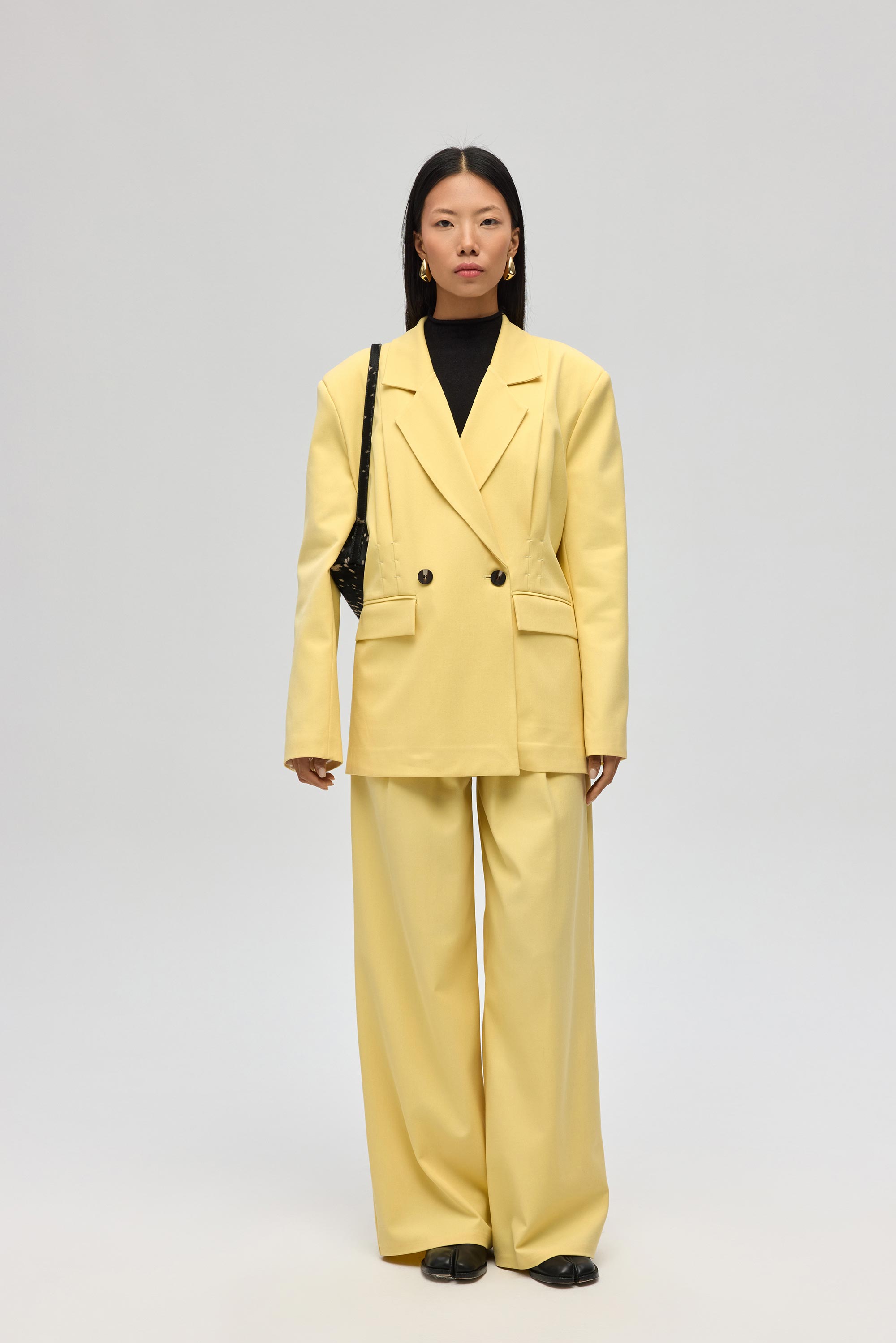 Mai Collection Solvei Pile Detay Sarı Blazer görsel 2