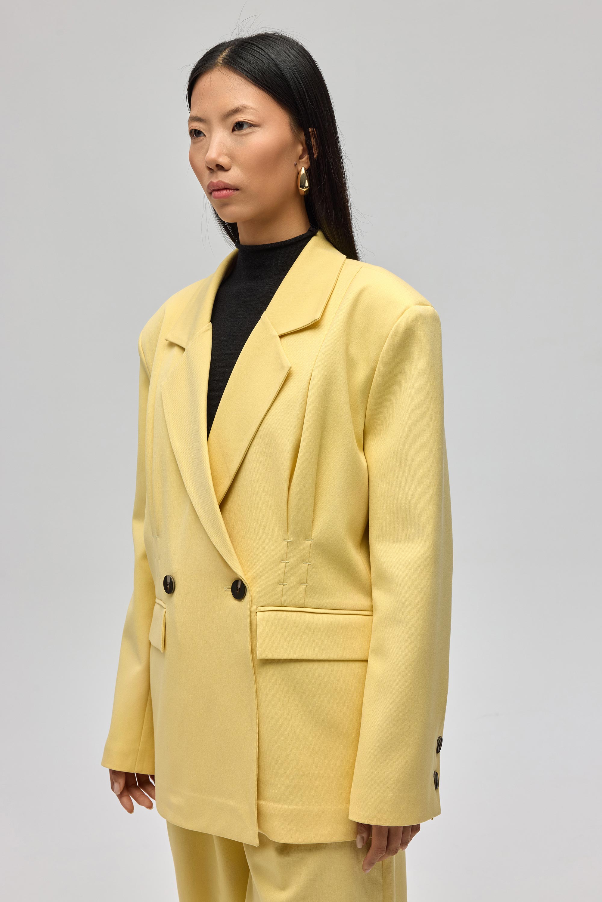 Mai Collection Solvei Pile Detay Sarı Blazer görsel 3